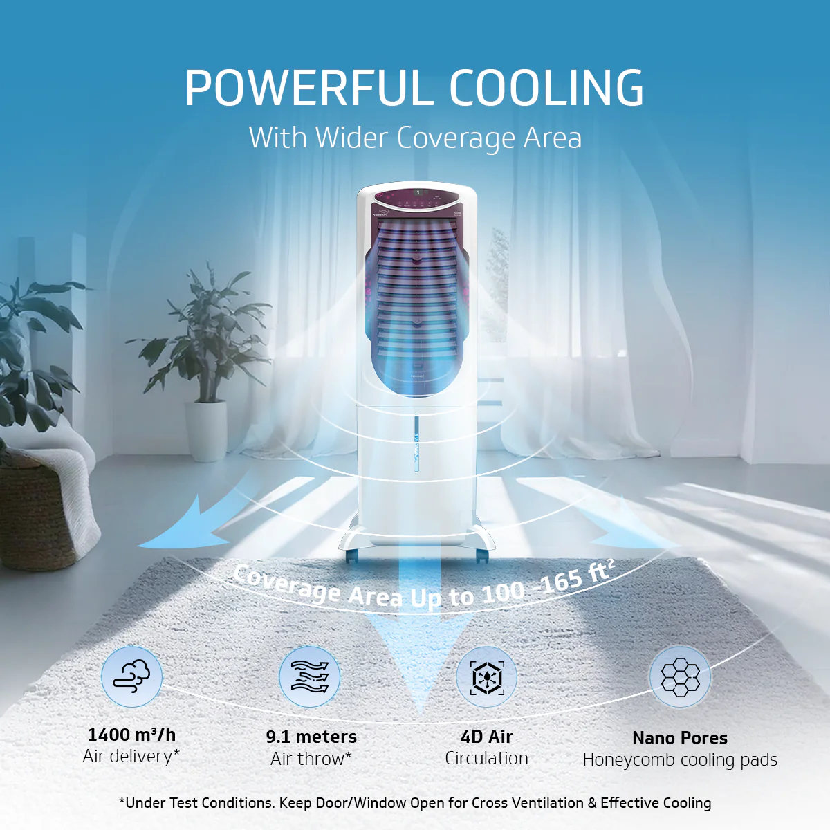 Arido T35 H DG Air Cooler for Home | Remote Comfort | 35 Litre | 2 Year warranty on main Motor & Pump | White & Purple Burry - Image 6