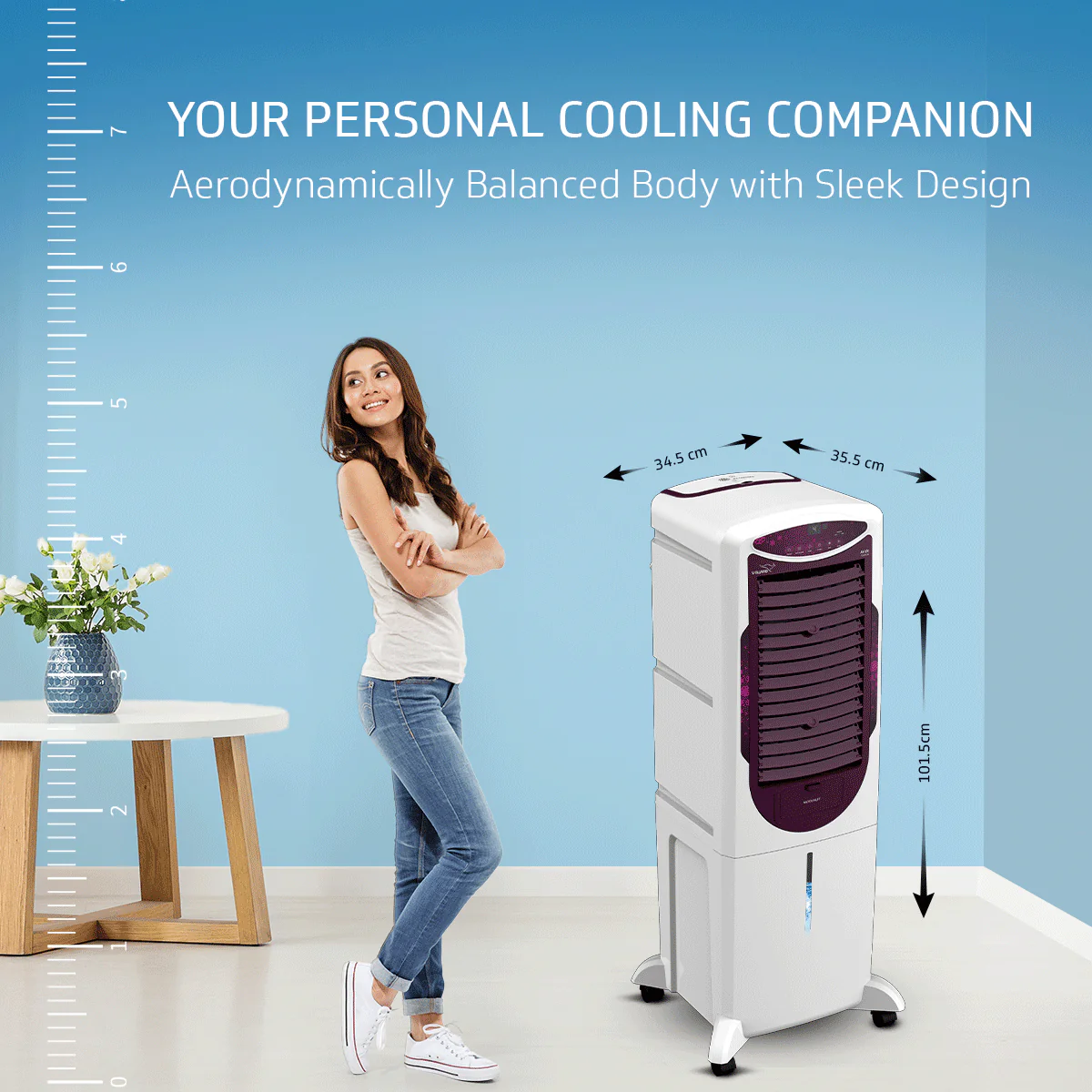 Arido T35 H DG Air Cooler for Home | Remote Comfort | 35 Litre | 2 Year warranty on main Motor & Pump | White & Purple Burry - Image 9