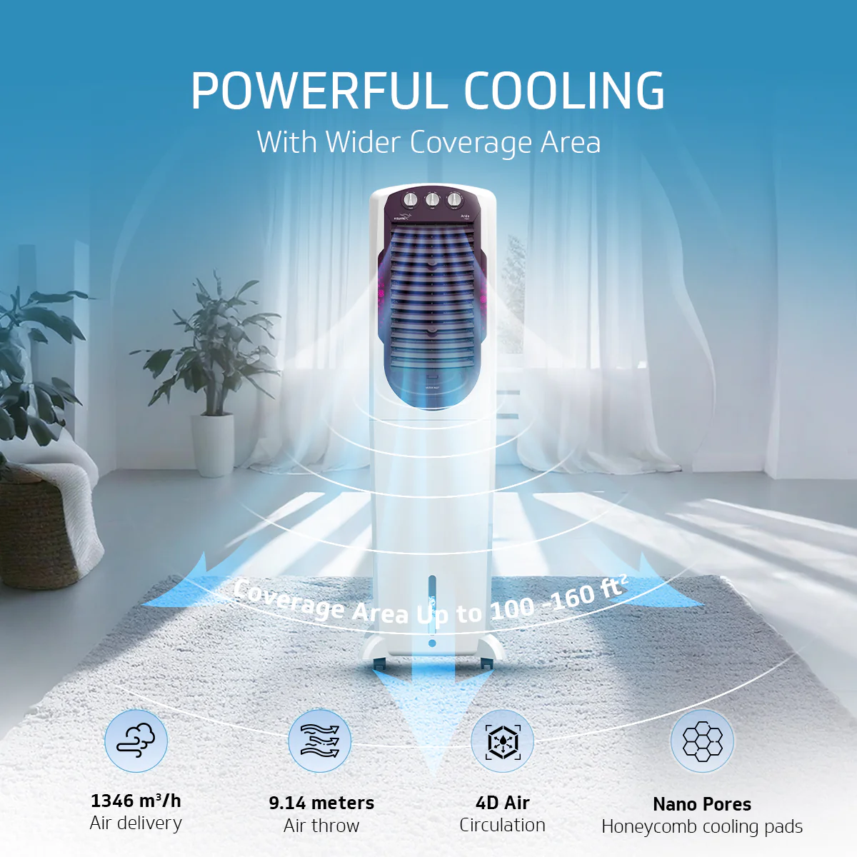 Arido T50 H Air Cooler 50L, Air Delivery - 1300 m3/h - Image 4