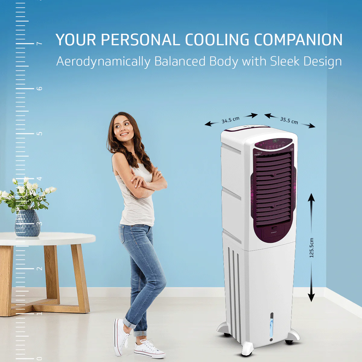 Arido T50 H DG Air Cooler for Home | Remote Comfort |50 Litre | 2 Year Warranty on Motor & Pump | White & Purple Burry - Image 9