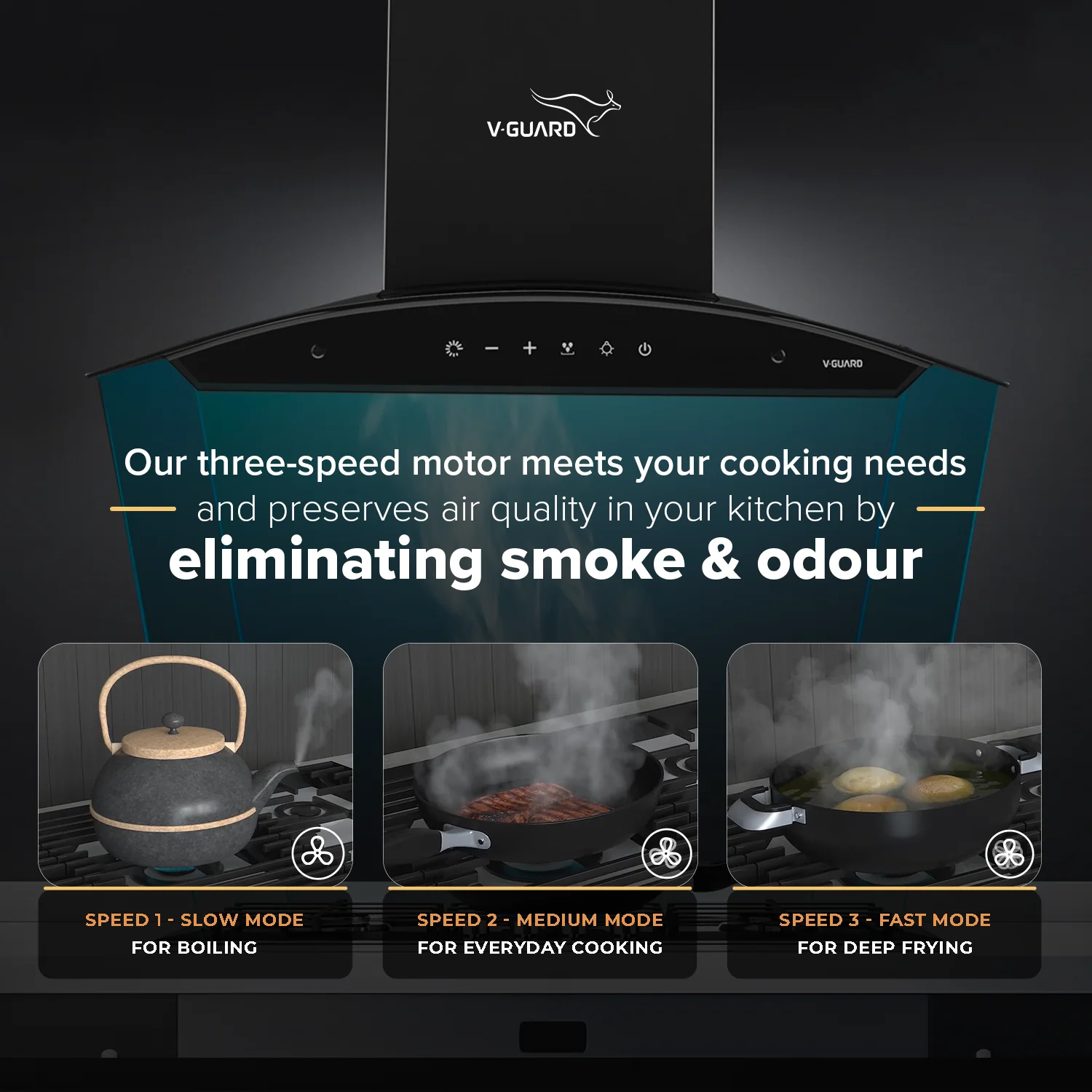 C10 60cm Kitchen Chimney with 900 m³/hr Suction | Filterless | Intelligent Auto Clean | Elegant Curved Glass Design | - Image 4