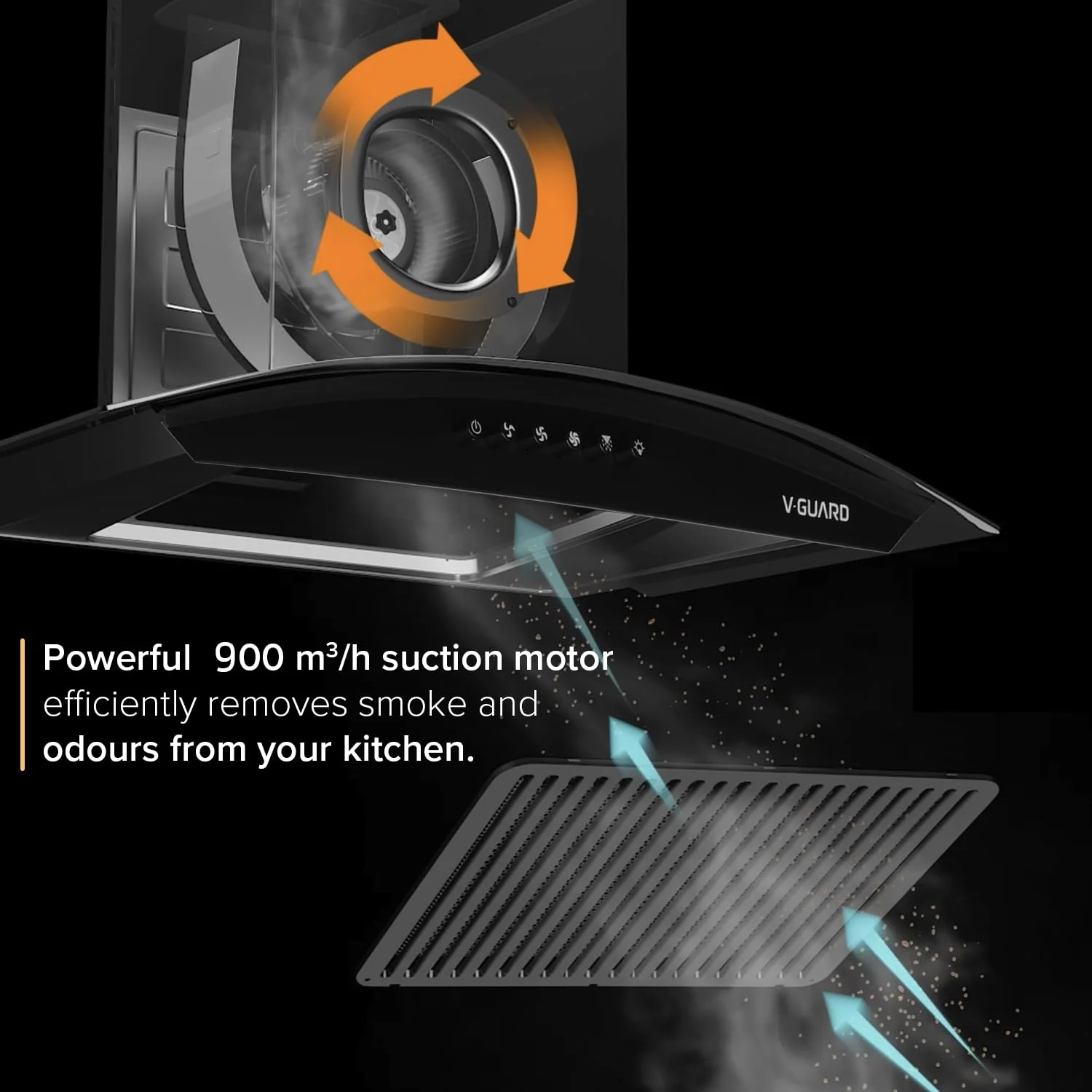 C10 60cm Kitchen Chimney with 900 m³/hr Suction | Filterless | Intelligent Auto Clean | Elegant Curved Glass Design | - Image 7