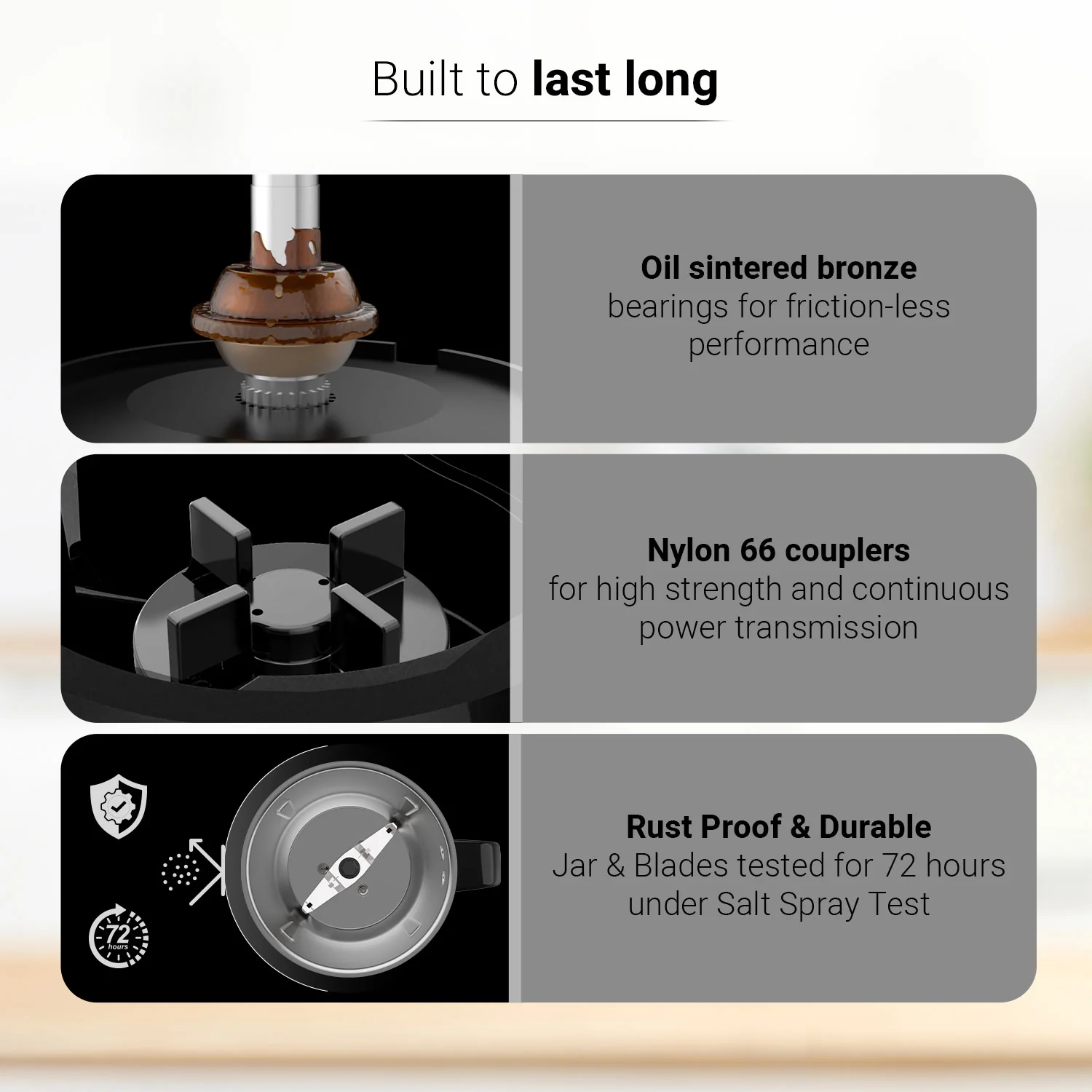 V-Guard Citius 750-Watt Juicer Mixer Grinder | 3 Year Motor Coverage by V-Guard | 4 Jars | Juicer, Wet, Chutney & Dry | Sturdy Juicer Jar | Precision Blend SS Blades | Black - Image 6