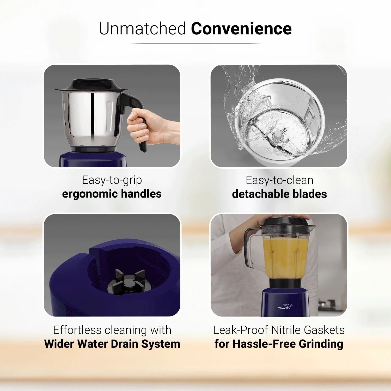 Citius 750 Watt Juicer Mixer Grinder, 3 Year Motor Warranty, 4 Jars(Chutney, Dry, Wet & Juicer), Sturdy Juicer Jar with QuadraFlow Design (Blue) - Image 5