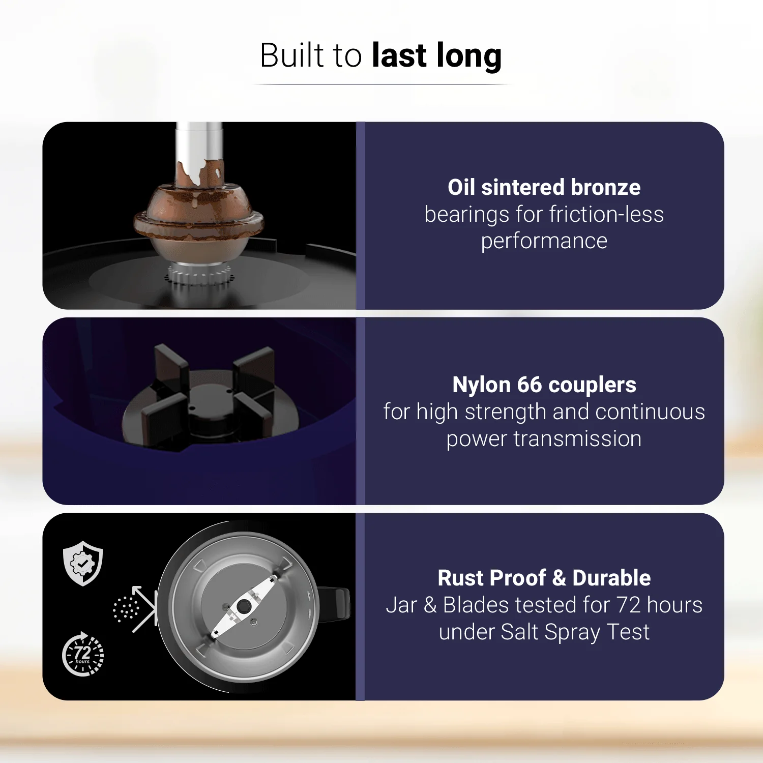 Citius 750 Watt Juicer Mixer Grinder, 3 Year Motor Warranty, 4 Jars(Chutney, Dry, Wet & Juicer), Sturdy Juicer Jar with QuadraFlow Design (Blue) - Image 6