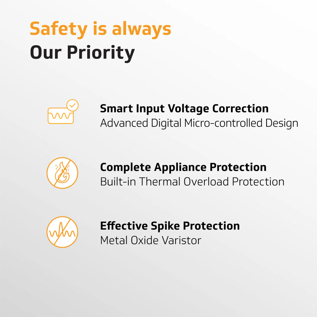 V-Guard Crystal Plus Smart TV Stabilizer with Digital Display | Applicable for Smart TVs up to 140 cm (55) + Set Top Box + Home Theatre System/Gaming Console | 3 Ampere Capacity | Black - Image 3