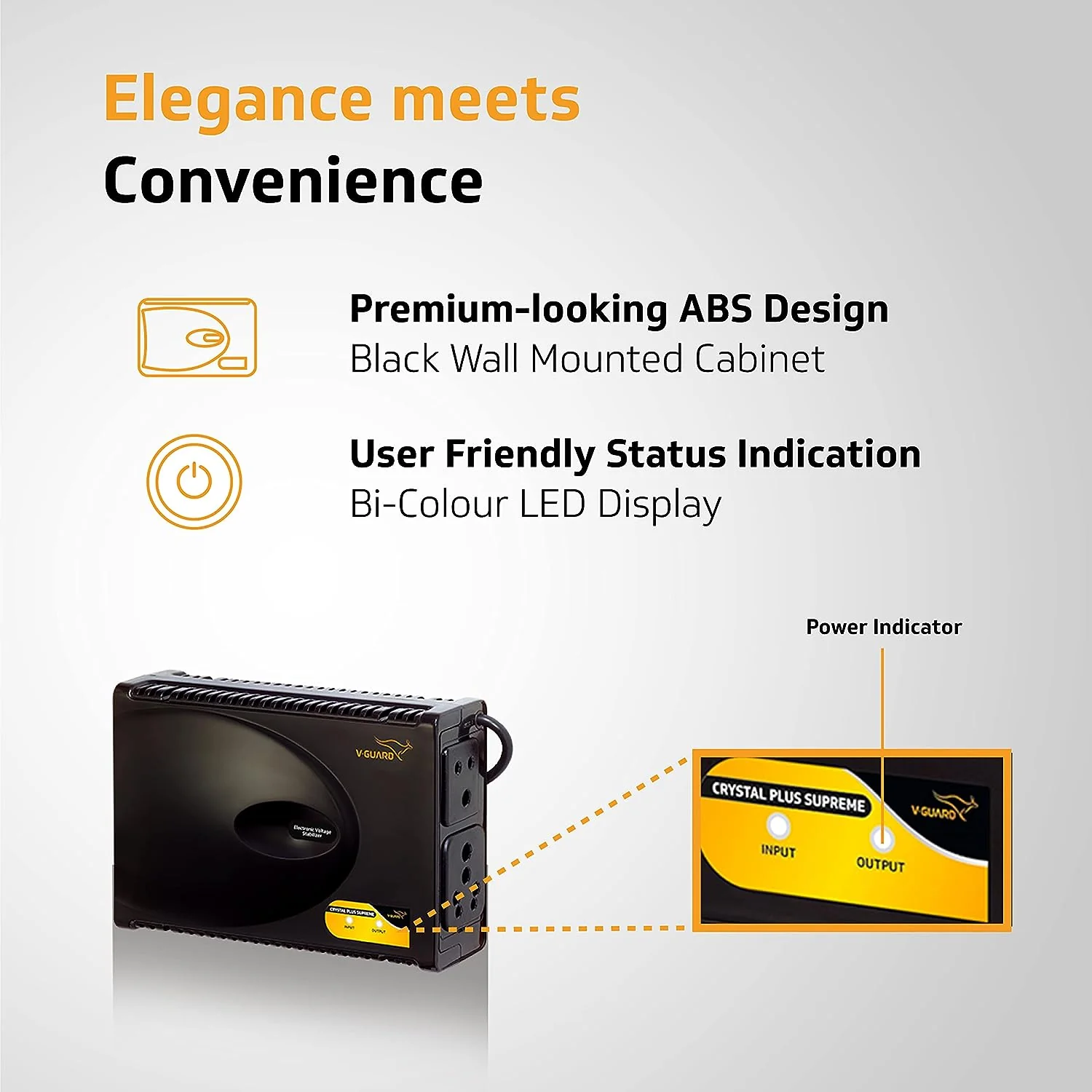 V-Guard Crystal Plus Supreme TV Stabilizer | Applicable for Smart TVs up to 140 cm (55) + Set Top Box + Home Theatre System/Gaming Console | 3 Ampere Capacity | Black - Image 4