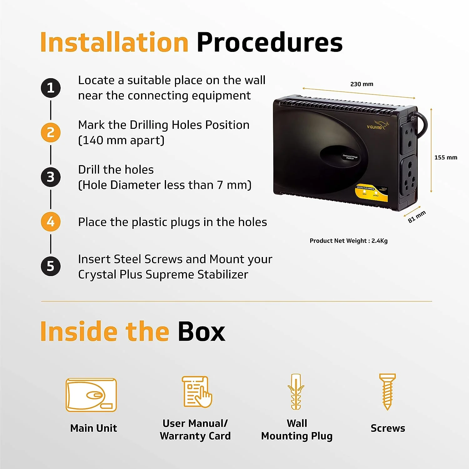 V-Guard Crystal Plus Supreme TV Stabilizer | Applicable for Smart TVs up to 140 cm (55) + Set Top Box + Home Theatre System/Gaming Console | 3 Ampere Capacity | Black - Image 5