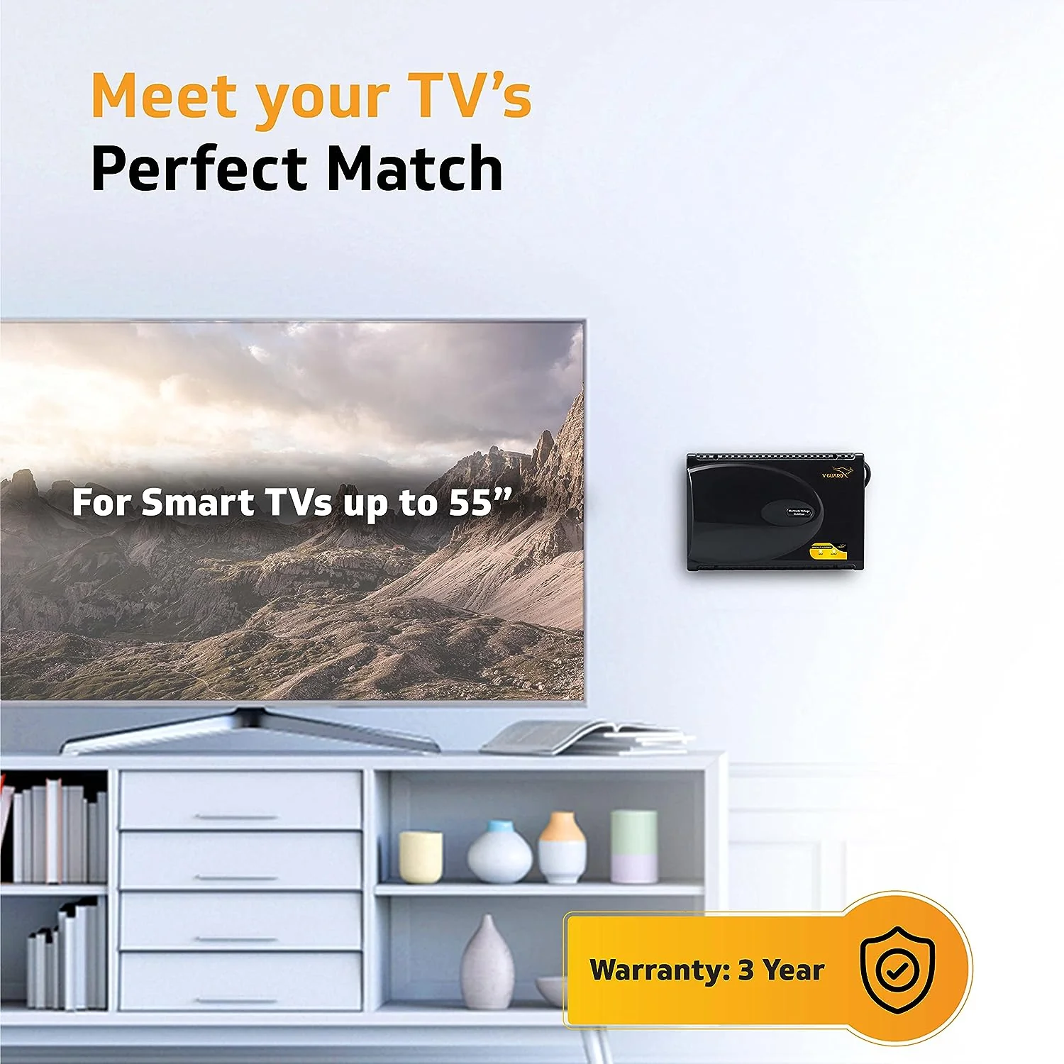 V-Guard Crystal Plus Supreme TV Stabilizer | Applicable for Smart TVs up to 140 cm (55) + Set Top Box + Home Theatre System/Gaming Console | 3 Ampere Capacity | Black - Image 7