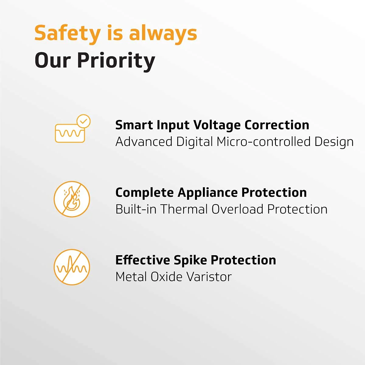 V-Guard Effino 1.3 DG TV Stabilizer | Applicable for Smart TVs up to 82 cm (32) +Set Top Box | 1.3 Ampere Capacity | Seven Segment Digital Display | Black - Image 4