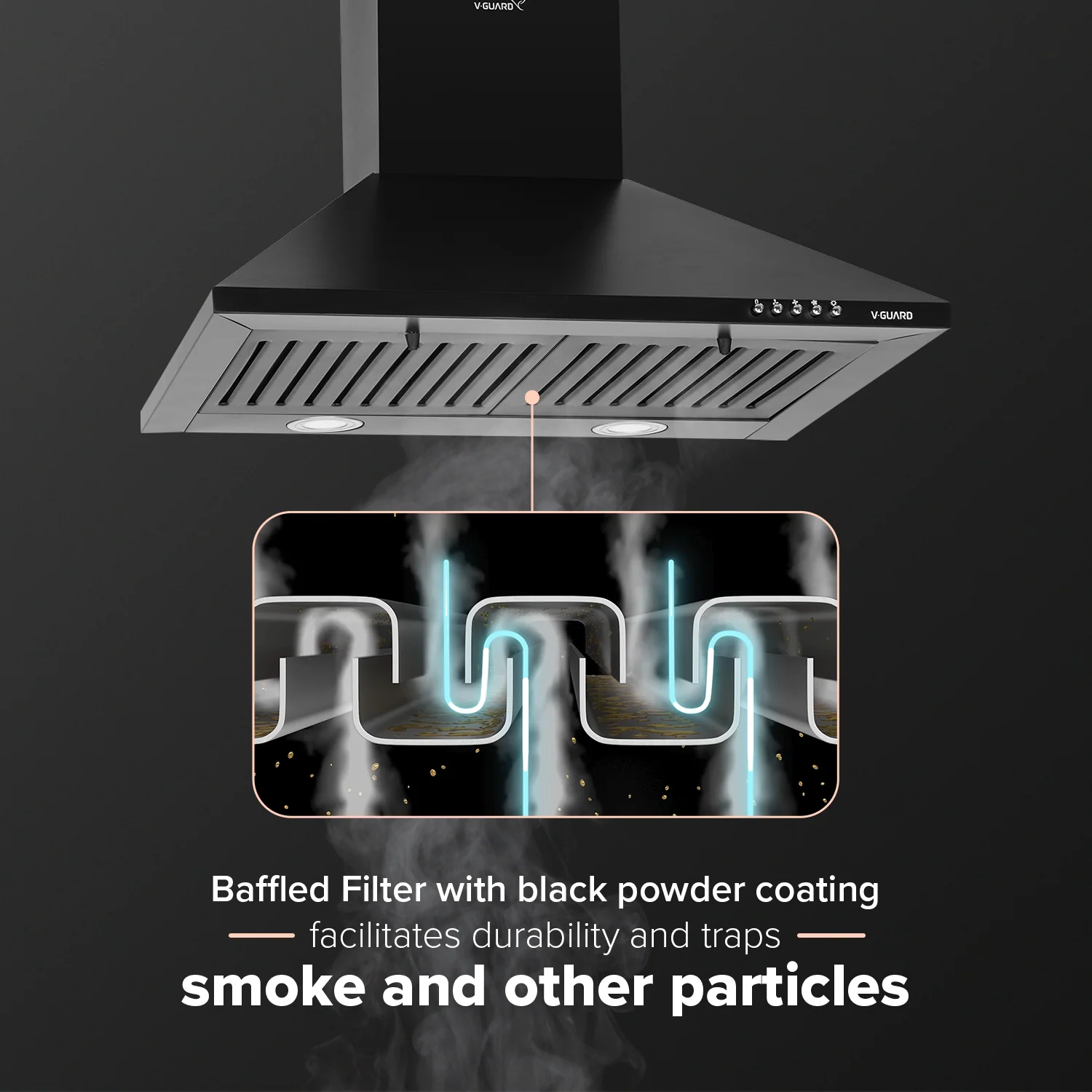 M10 Pro Chimney for Kitchen/Electric Chimney/High Suction Power of 900 m3/h | Push-Button Controls/Black Powder-Coated Baffle Filter/Low Noise/Keep Your Kitchen Clean and Smoke-Free - Image 3