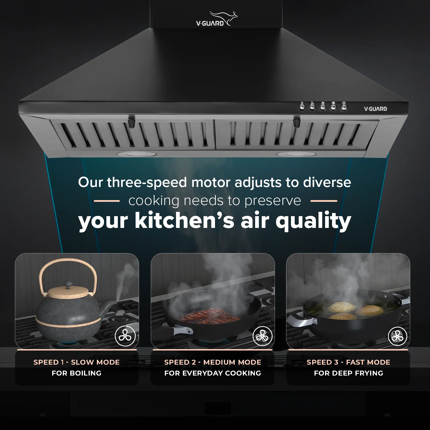 M10 Pro Chimney for Kitchen/Electric Chimney/High Suction Power of 900 m3/h | Push-Button Controls/Black Powder-Coated Baffle Filter/Low Noise/Keep Your Kitchen Clean and Smoke-Free - Image 4