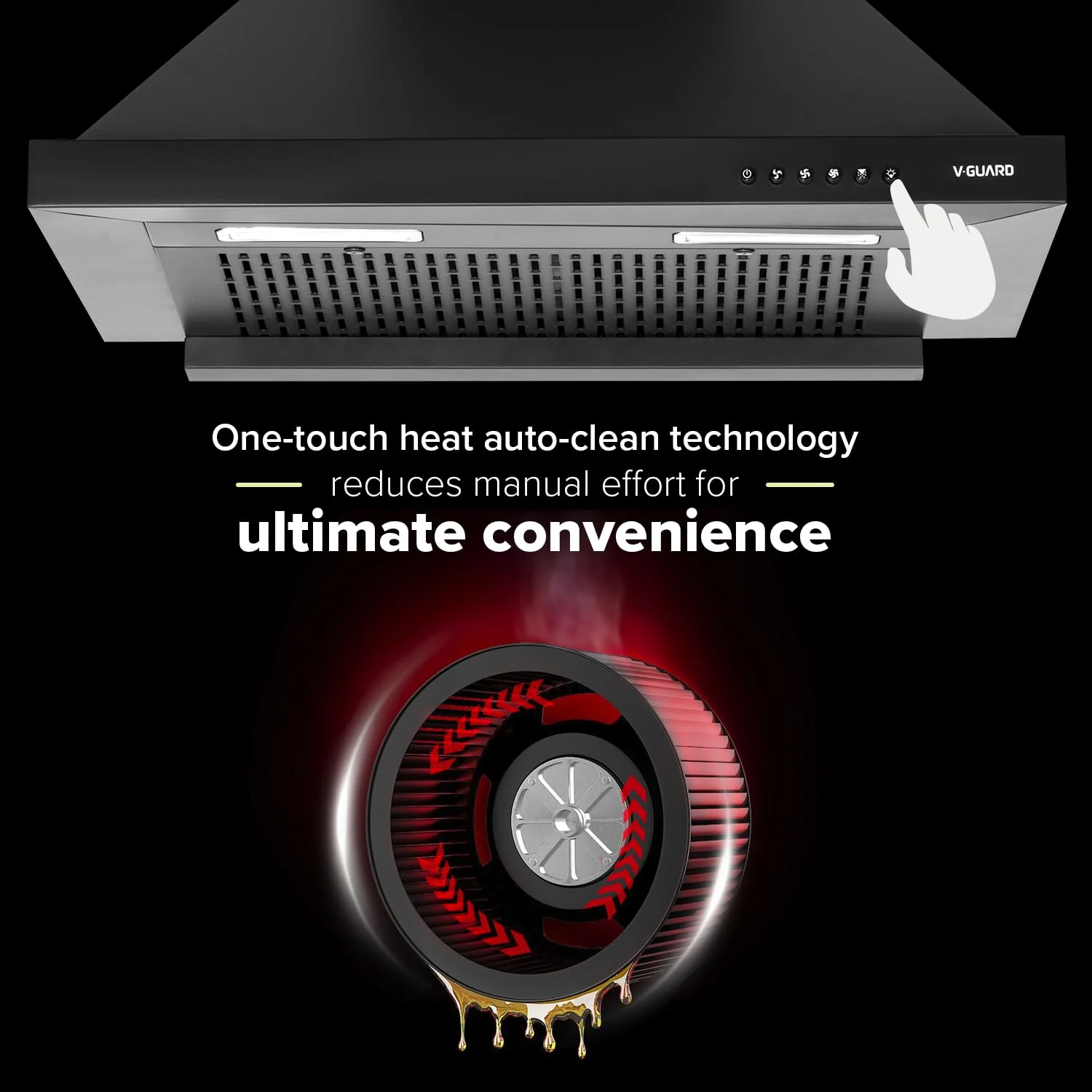  P10 Chimney for Kitchen - High Suction of 1200 m³/h/Filter-Less Chimney/One-Press Heat Auto-Clean/Energy-Efficient LED Lights/Low Noise/Easy-to-Clean Panel - Image 3