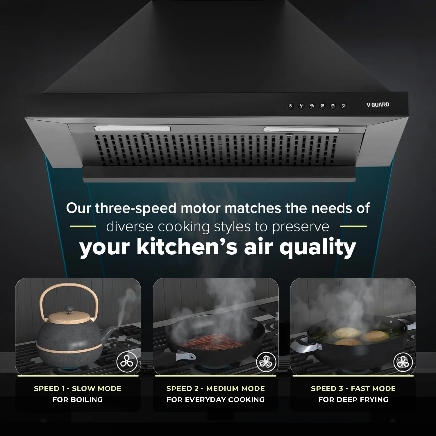  P10 Chimney for Kitchen - High Suction of 1200 m³/h/Filter-Less Chimney/One-Press Heat Auto-Clean/Energy-Efficient LED Lights/Low Noise/Easy-to-Clean Panel - Image 5