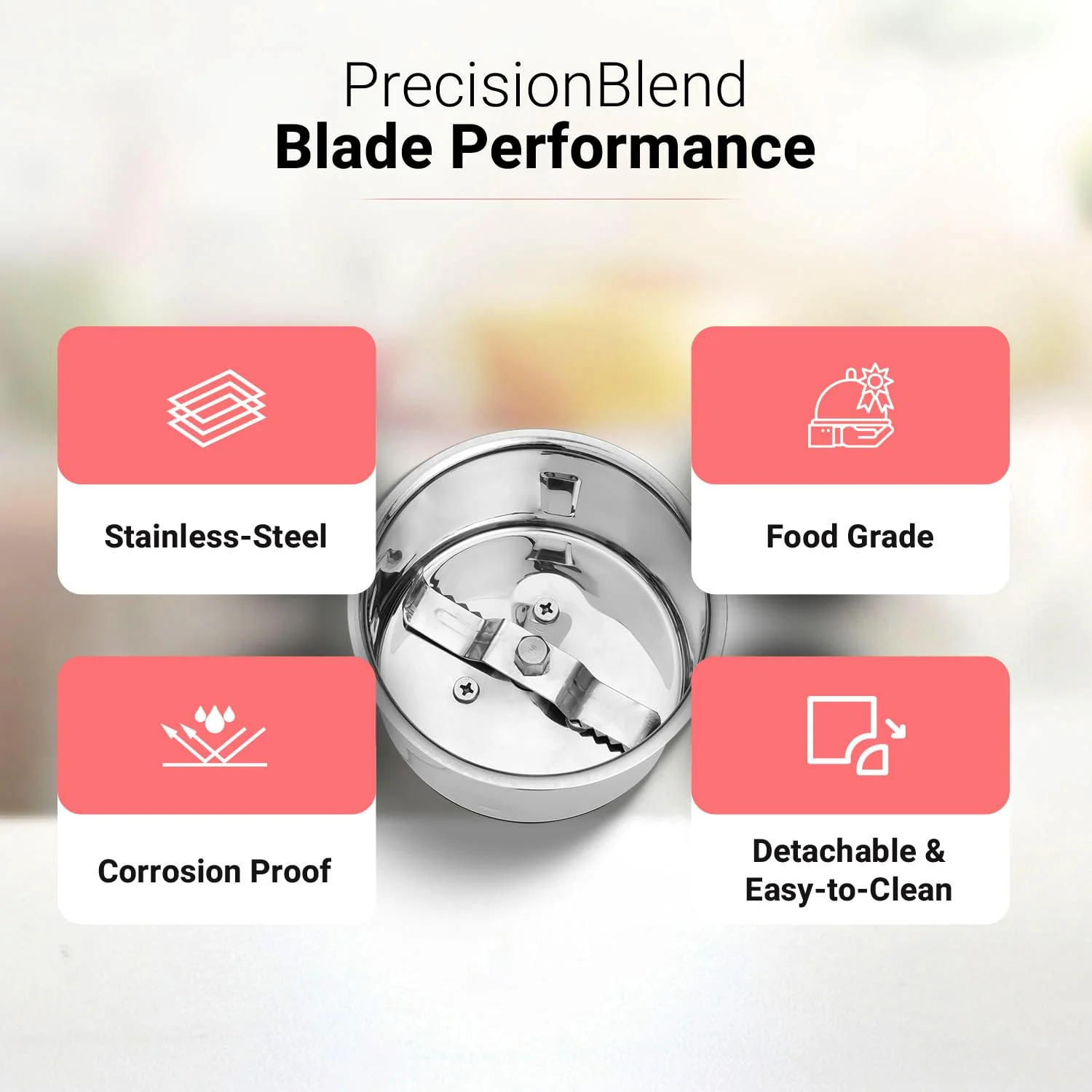 Precia Mixer Grinder 500 Watt/Newly Launched/Mixie for kitchen with Multifunctional SS Mixer Jars (Chutney, Dry, & Wet Jar), Precision Stainless Steel Blades / 2 Year Motor Warranty - Image 3