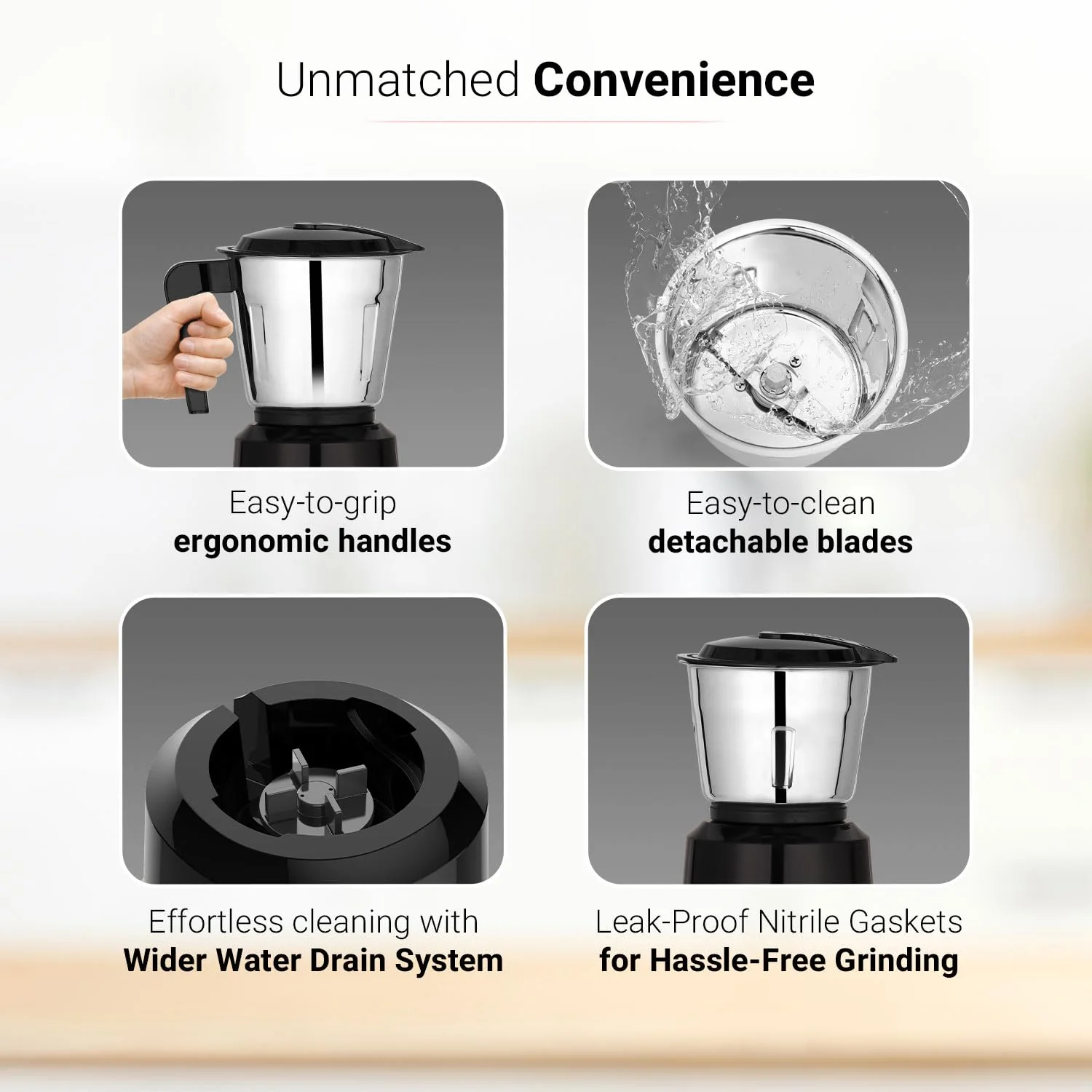 Precia Mixer Grinder 500 Watt/Newly Launched/Mixie for kitchen with Multifunctional SS Mixer Jars (Chutney, Dry, & Wet Jar), Precision Stainless Steel Blades / 2 Year Motor Warranty - Image 5