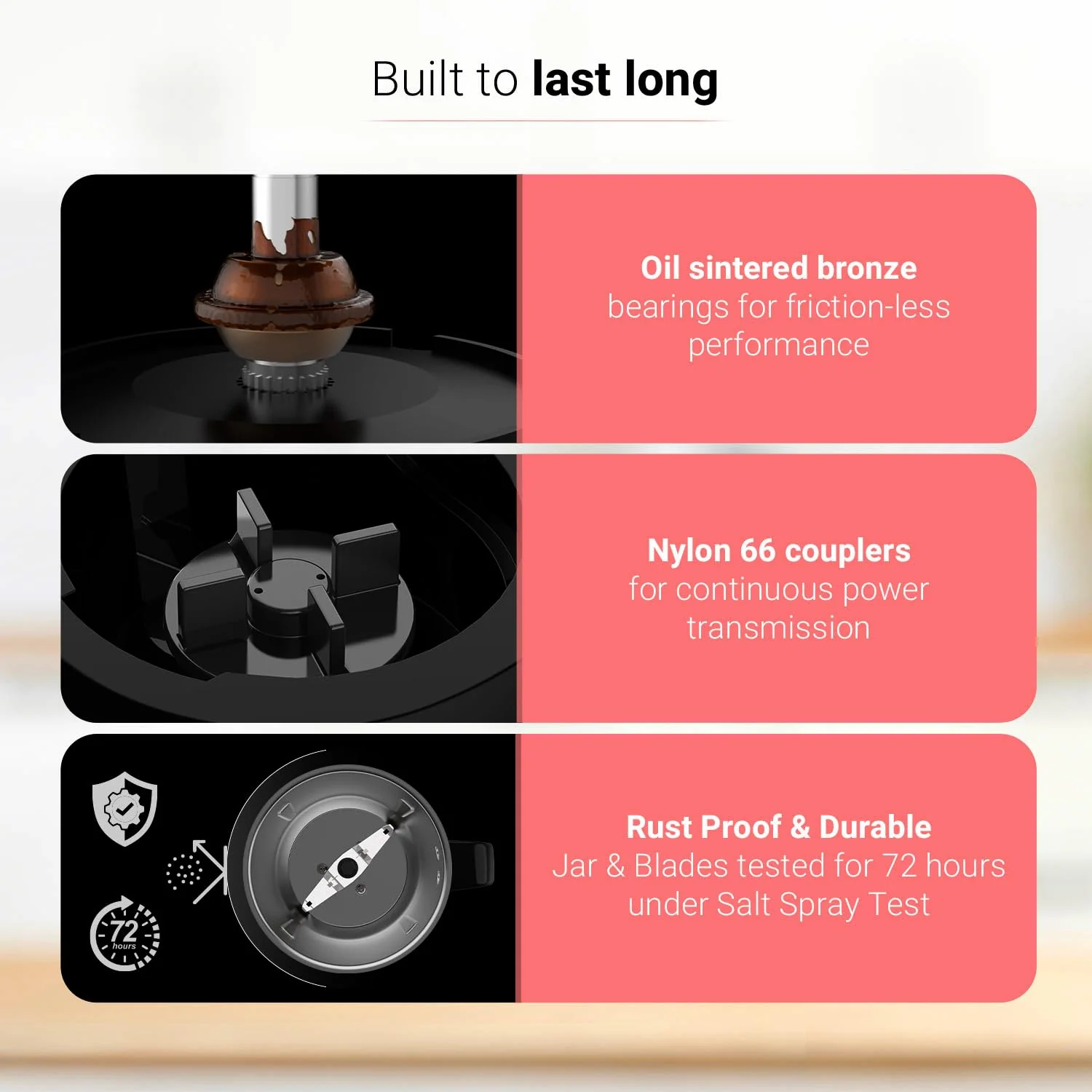 Precia Mixer Grinder 500 Watt/Newly Launched/Mixie for kitchen with Multifunctional SS Mixer Jars (Chutney, Dry, & Wet Jar), Precision Stainless Steel Blades / 2 Year Motor Warranty - Image 6