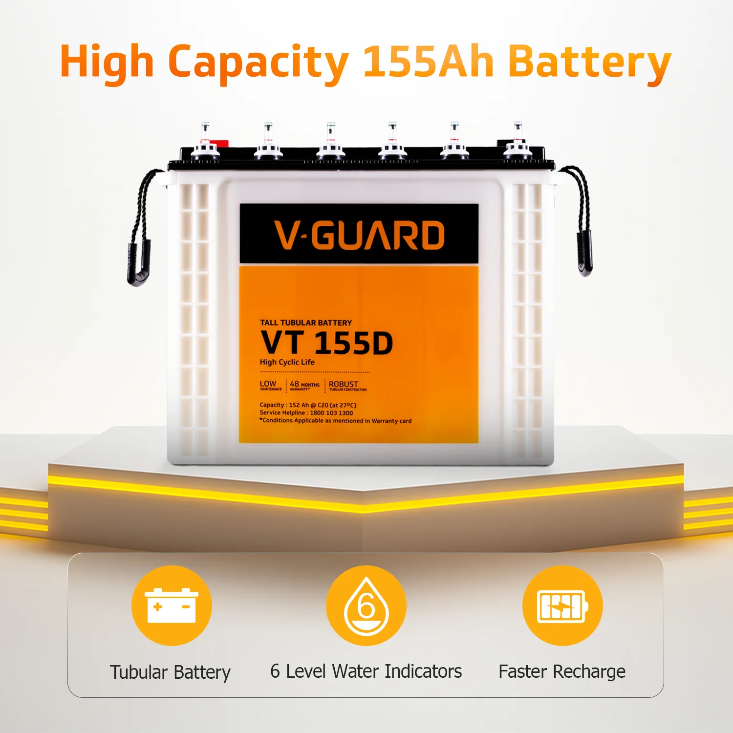 Prime 1150 Pure Sine Wave Inverter + VT 155D Battery Combo for Home, Office & Shops - Image 4