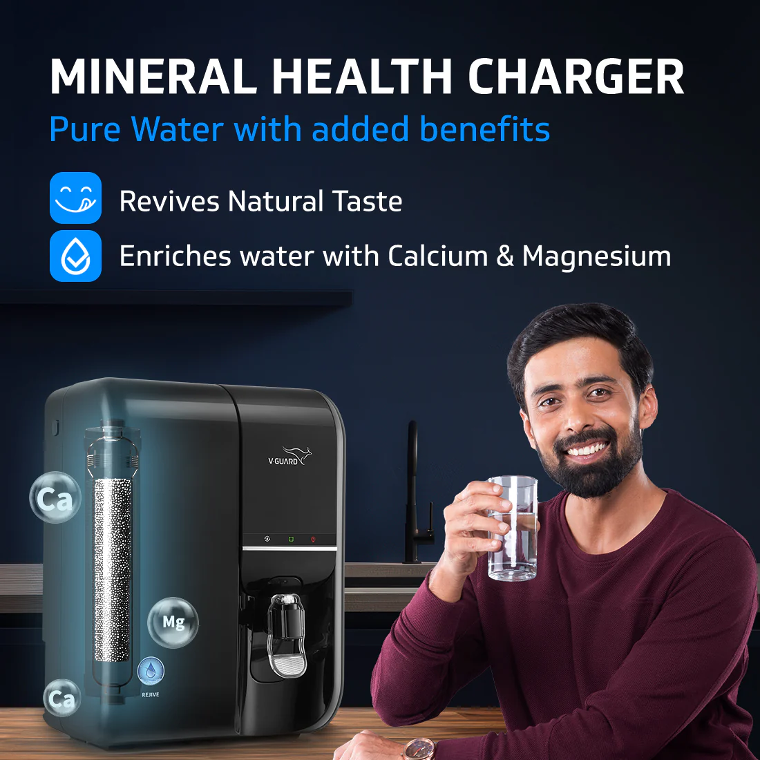 Rejive RO UV Water Purifier with Mineral Health Charger, Copper Protection and Stainless Steel Tank, 8 Stage Purification, Suitable for Water with TDS up to 2000 ppm - Image 7