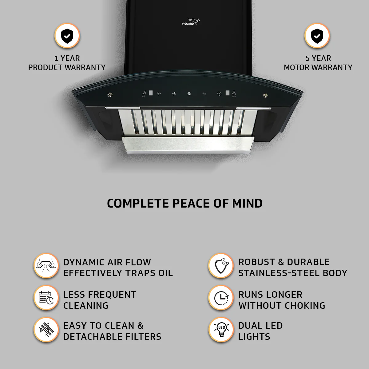 V-Guard A10 BL 180 60 cm Intelligent Auto clean Chimney and VHD 360 AGR Hobtop Combo- The Ultimate Kitchen Duo - Image 5