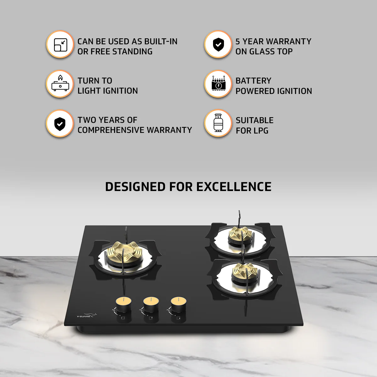 V-Guard A10 BL 180 60 cm Intelligent Auto clean Chimney and VHD 360 AGR Hobtop Combo- The Ultimate Kitchen Duo - Image 6