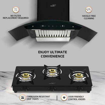 V-Guard A20 BL 180 90 cm Intelligent Auto clean Chimney and VGD 369 P/L Gas Stove Combo- The Ultimate Kitchen Duo - Image 3