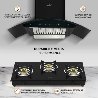 V-Guard A20 BL 180 90 cm Intelligent Auto clean Chimney and VGD 369 P/L Gas Stove Combo- The Ultimate Kitchen Duo - Image 4