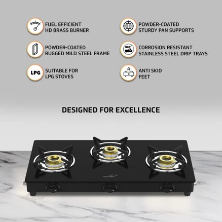 V-Guard A20 BL 180 90 cm Intelligent Auto clean Chimney and VGD 369 P/L Gas Stove Combo- The Ultimate Kitchen Duo - Image 6