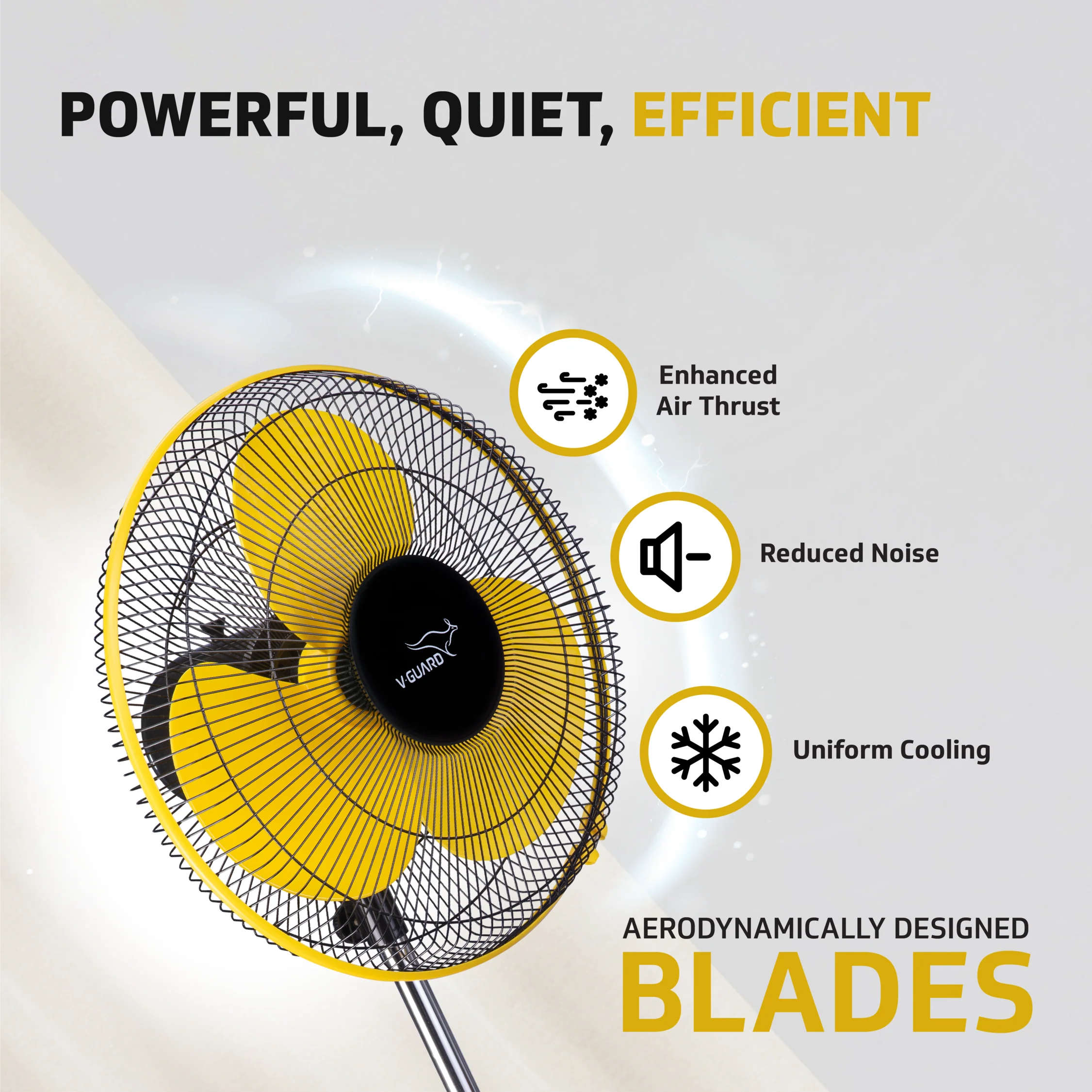 V-Guard Esfera STS Neo Pedestal Fan | 1330 RPM Motor | Customisable Tilt And Oscillation Control | Yellow Black | 40 cm (400mm) - Image 4