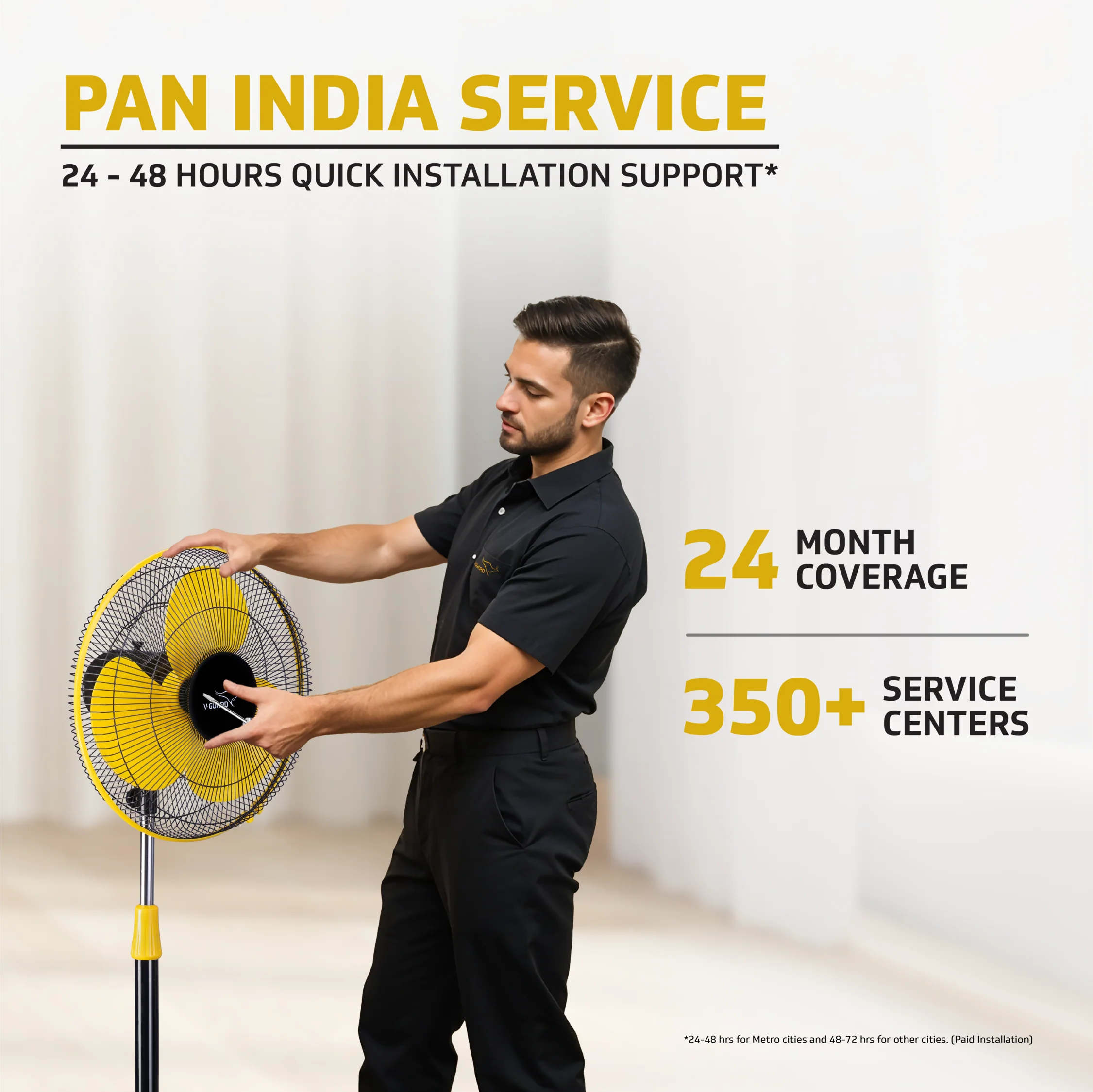 V-Guard Esfera STS Neo Pedestal Fan | 1330 RPM Motor | Customisable Tilt And Oscillation Control | Yellow Black | 40 cm (400mm) - Image 7