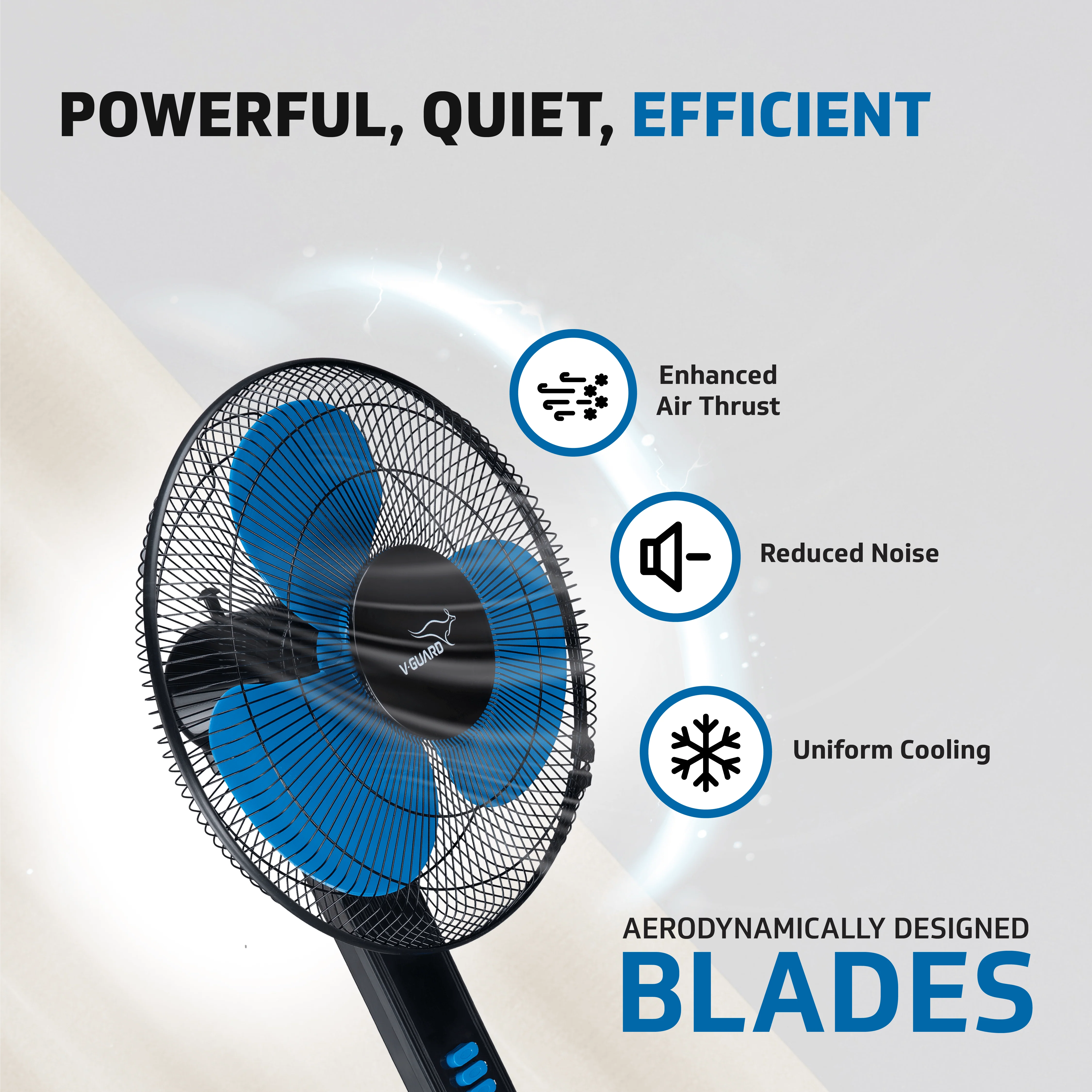 V-Guard Esfera STS Plus Neo Pedestal Cum Table Fan | Versatile 2-In-1 Operation | 1350 RPM Motor | Customisable Tilt And Oscillation Control | Blue Black | 40 cm (400mm) - Image 4