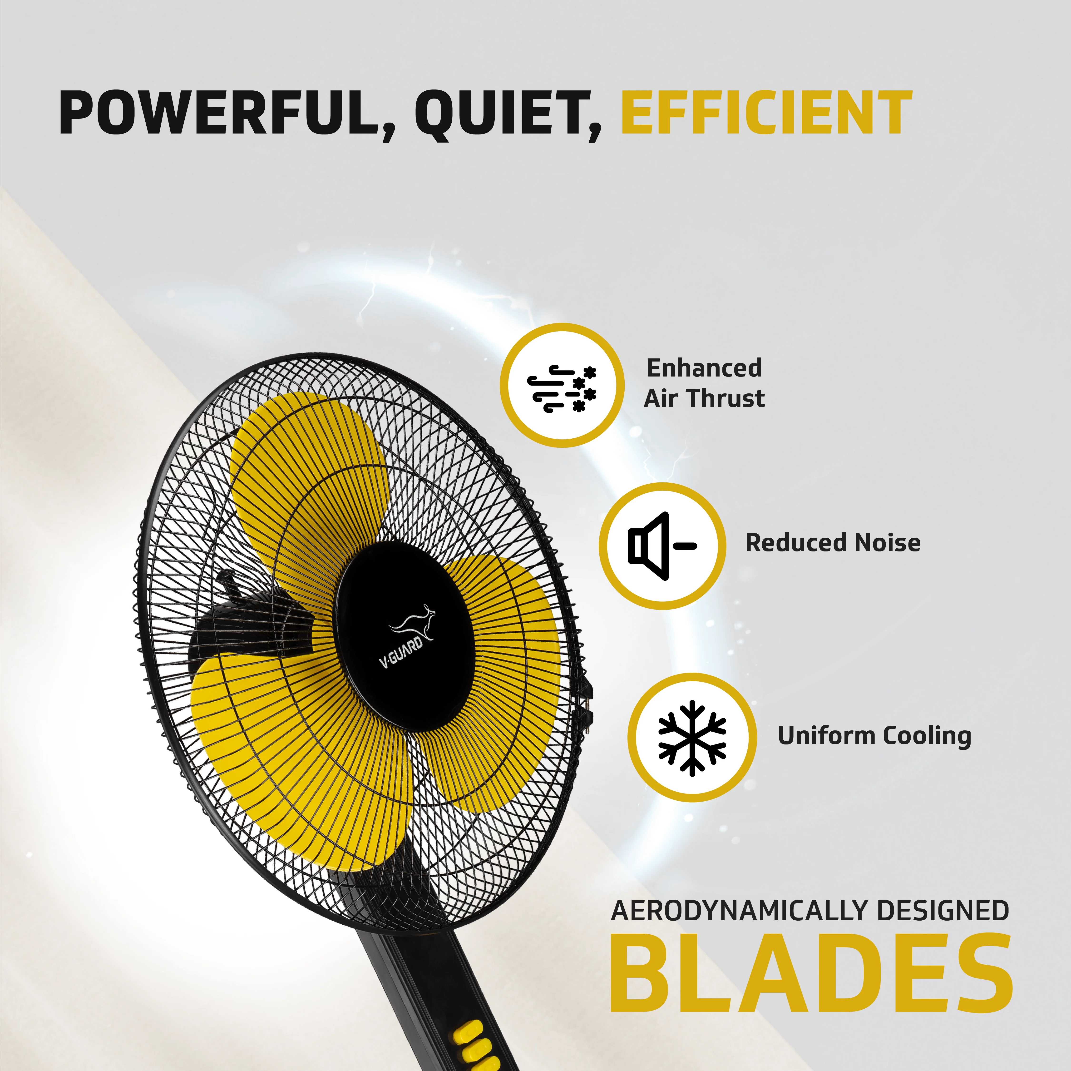 V-Guard Esfera STS Plus Neo Pedestal Cum Table Fan | Versatile 2-In-1 Operation | 1350 RPM Motor | Customisable Tilt And Oscillation Control | Yellow Black | 40 cm (400mm) - Image 4
