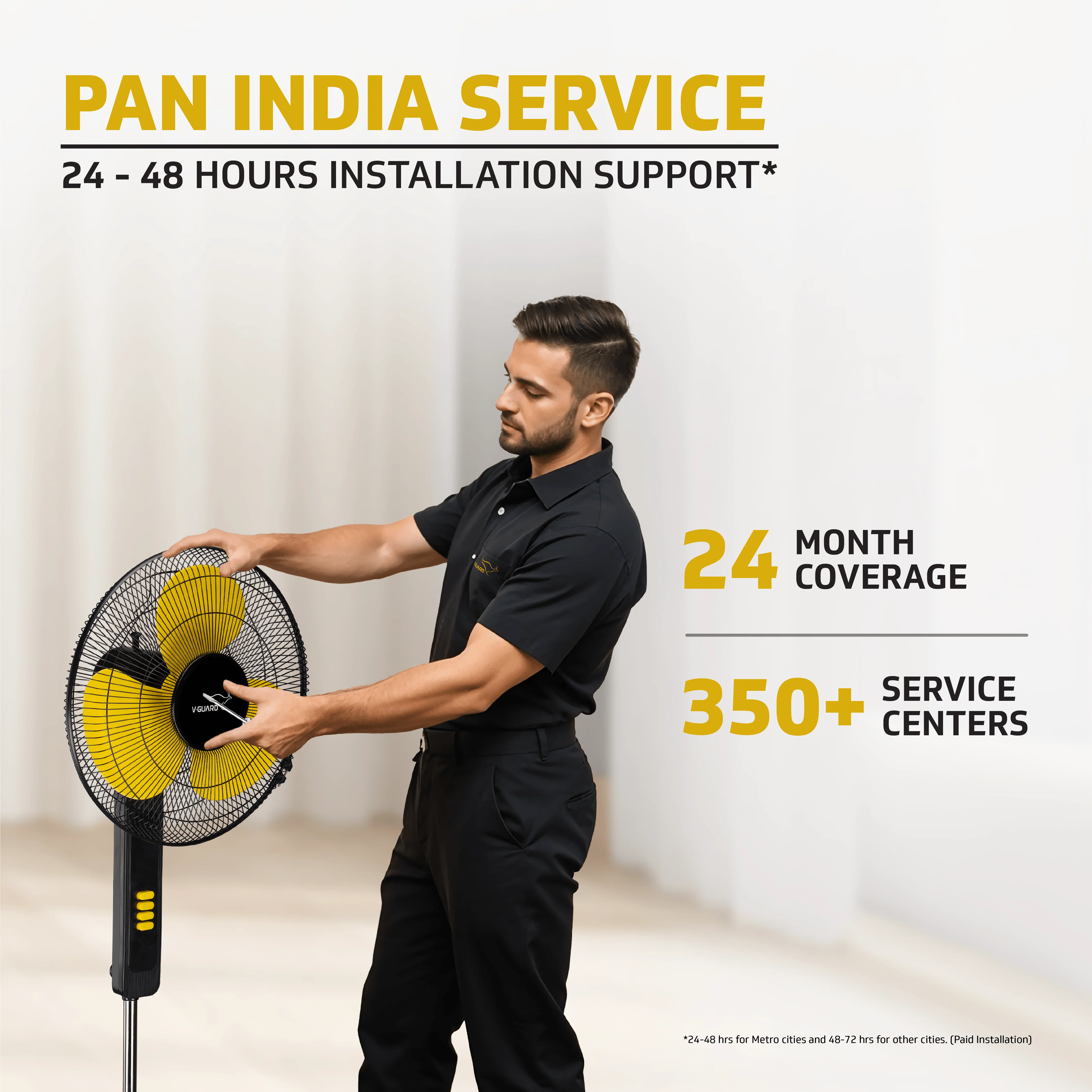 V-Guard Esfera STS Plus Neo Pedestal Cum Table Fan | Versatile 2-In-1 Operation | 1350 RPM Motor | Customisable Tilt And Oscillation Control | Yellow Black | 40 cm (400mm) - Image 7