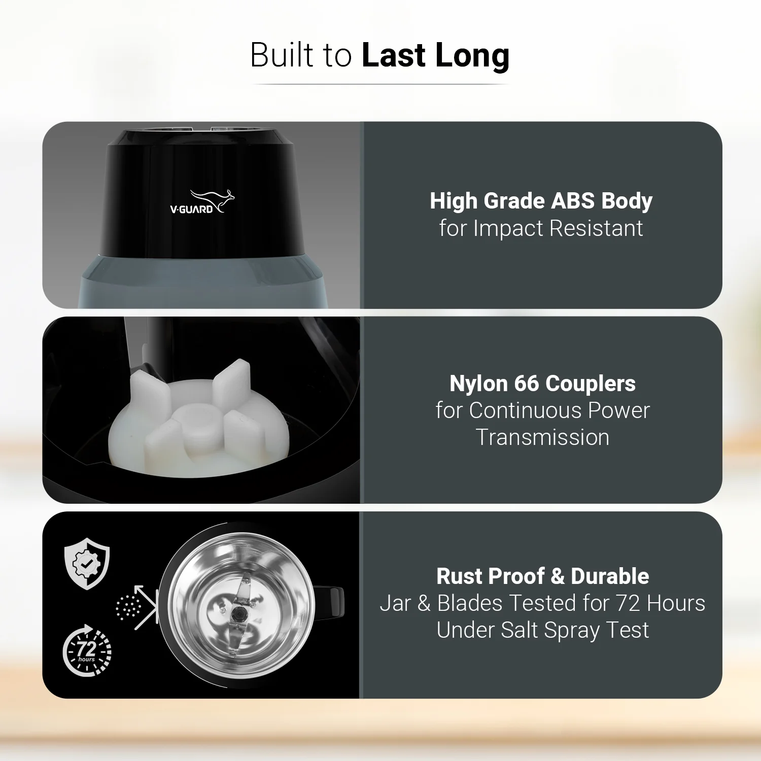 V-Guard Increda Plus 500 Watt Bullet Juicer Mixer Grinder | 2 Year Motor Warranty | 4 Jars (Bullet, Wet, Dry and Chutney) | Stainless Steel Blades | Bullet Jar with Sipper Lid. - Image 7