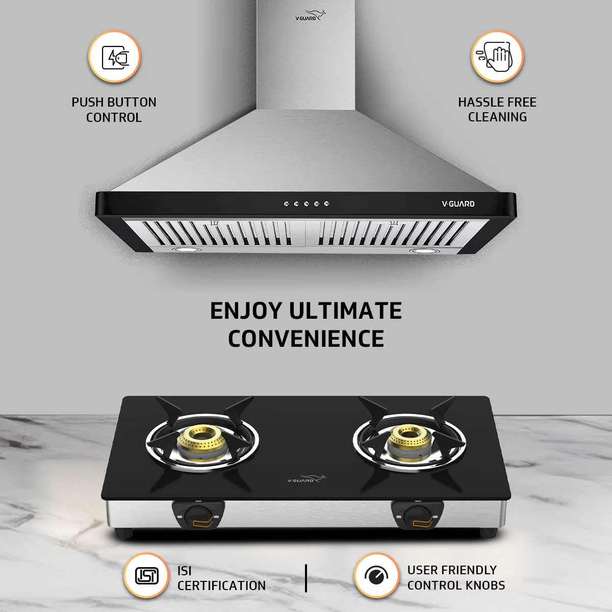 V-Guard M20 60 cm Wide Chimney and VGD 260 SX Gas Stove Combo- The Ultimate Kitchen Duo - Image 3