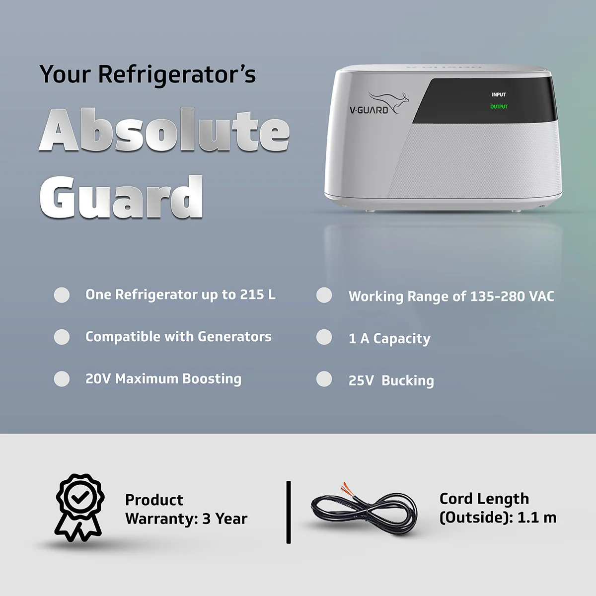 V-Guard Odalis 200 Stabilizer for Refrigerator up to 215 Litre - Image 6