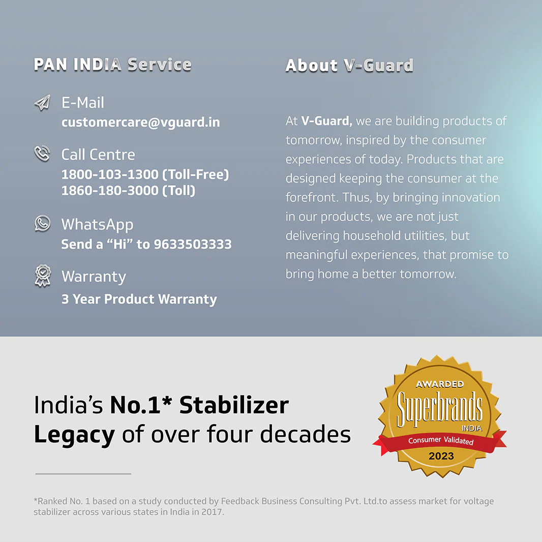 V-Guard Odalis 300 Stabilizer for Refrigerator up to 300 Litre - Image 6