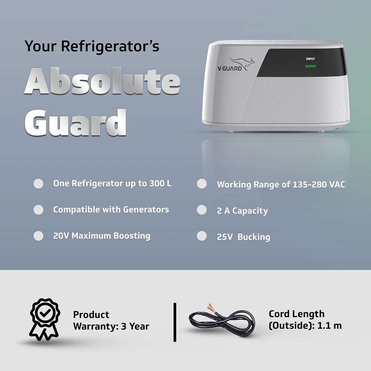 V-Guard Odalis 300 Stabilizer for Refrigerator up to 300 Litre - Image 6