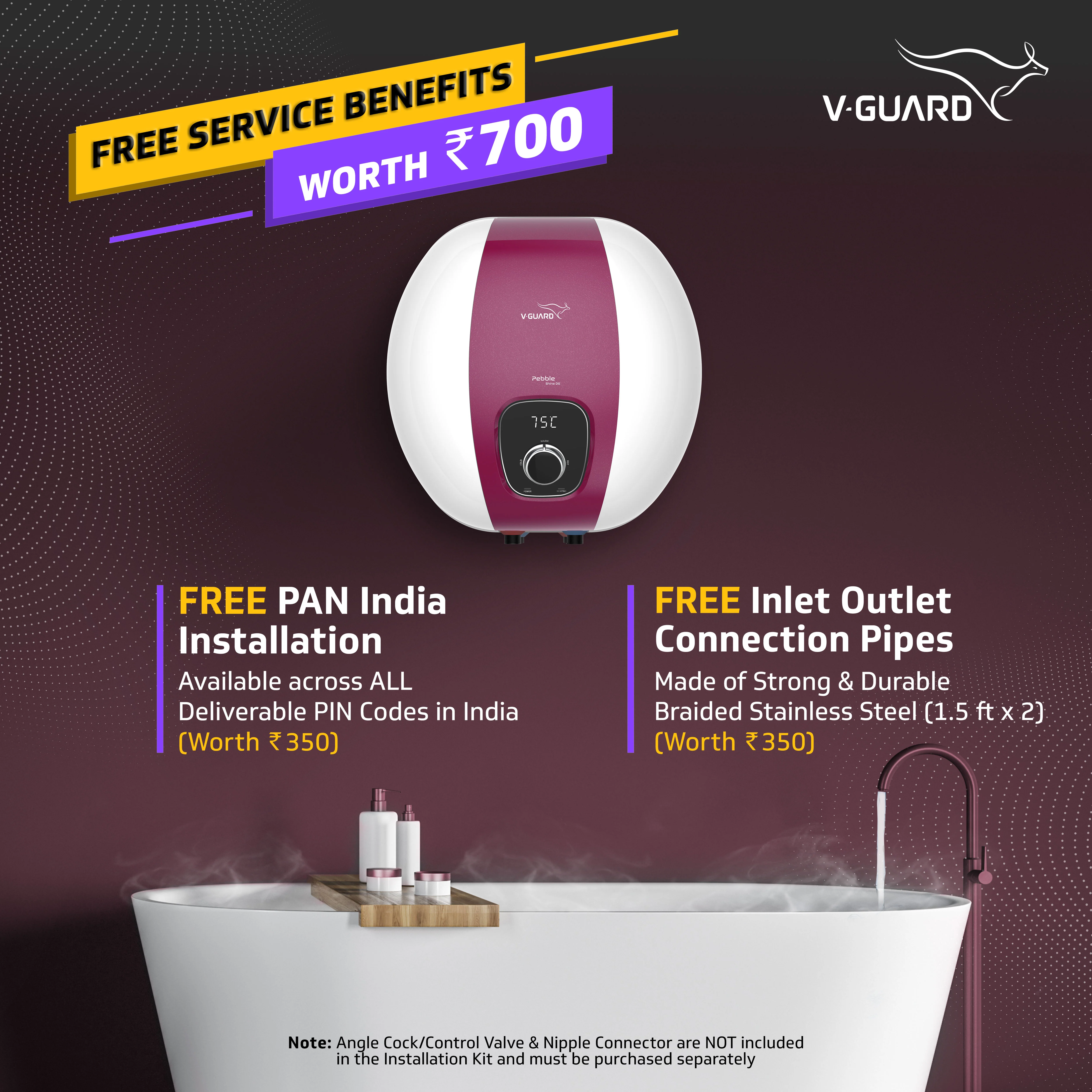 V-Guard Pebble Shine DG 15 Litre Water Heater Geyser with Digital Display | BEE 5 Star Rating | Free PAN India Installation & Connection Pipes - Image 11