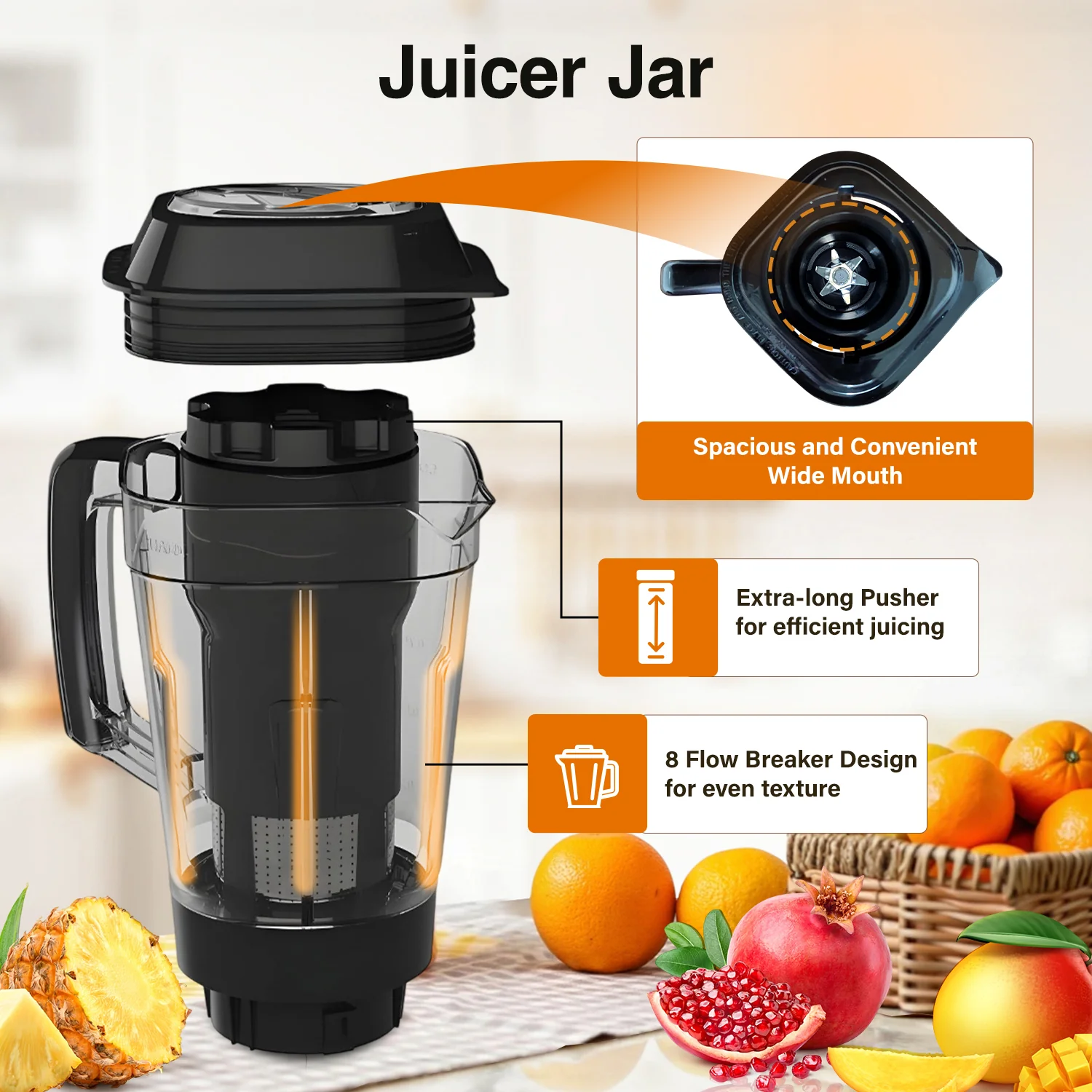 V-Guard Precia NX 750 W Juicer Mixer Grinder | 3-Year Motor Coverage | 4 Versatile Jars | Juicer, Large, Medium & Small | Compact ABS Body | SS Rust-Resistant Blades - Image 4