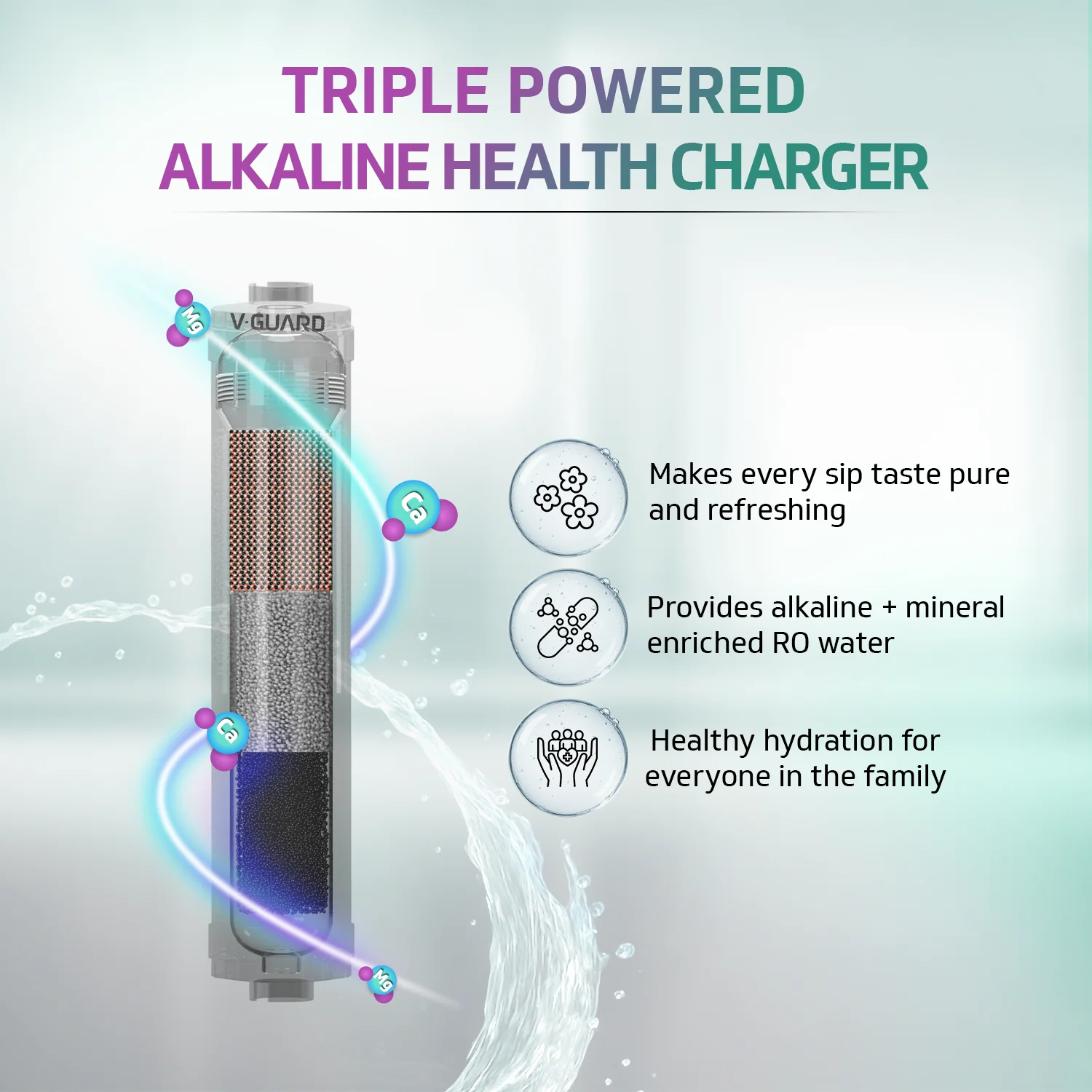 V-Guard Rejive 2X RO UV UF Alkaline Water Purifier with Stainless Steel Tank | No Service Cost for 2 Years: True Unconditional Warranty | 9 Stage | Triple Powered Alkaline Health Charger | 5.5 L - Image 3
