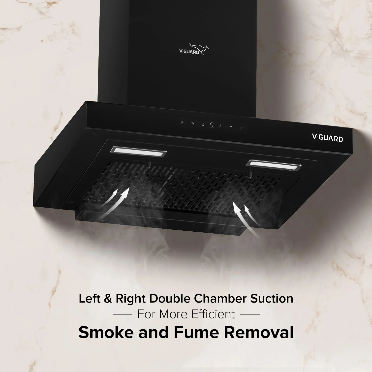 V-Guard T10 Filterless Kitchen Chimney | 60 cm| 1300 m³/h High Suction Capacity | One-Touch Heat Auto Clean | Touch Panel with Gesture Control | 1-Year Comprehensive & 5-Year Motor Coverage - Image 8