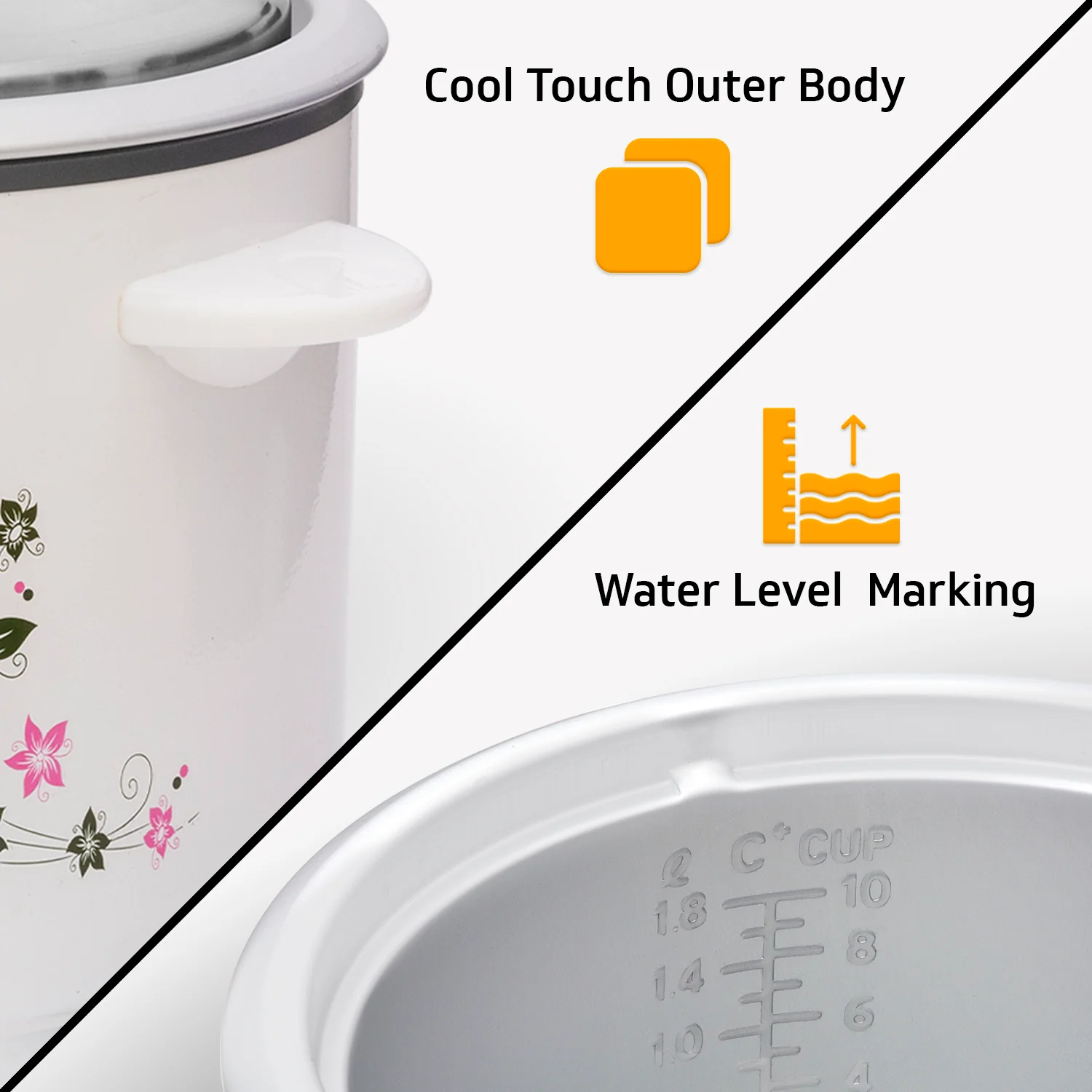 V-Guard VRC 1.8-Litre Electric Rice Cooker with 700 W Power, 2 Pots, Spatula, Rice Separator | 2-Year Product & 5-Year Heating Plate Coverage by V-Guard | Automatic Cooking with Double-Layered Body & Cool Touch Handles - Image 8