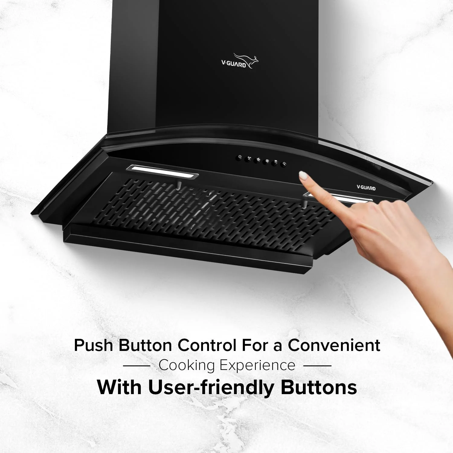 V-Guard Y10 Filterless Kitchen Chimney | 60 cm | 1200 m³/h High Suction Capacity | Heat Auto-Clean | Push-Button Control | 1-Year Comprehensive & 5-Year Motor Coverage - Image 6