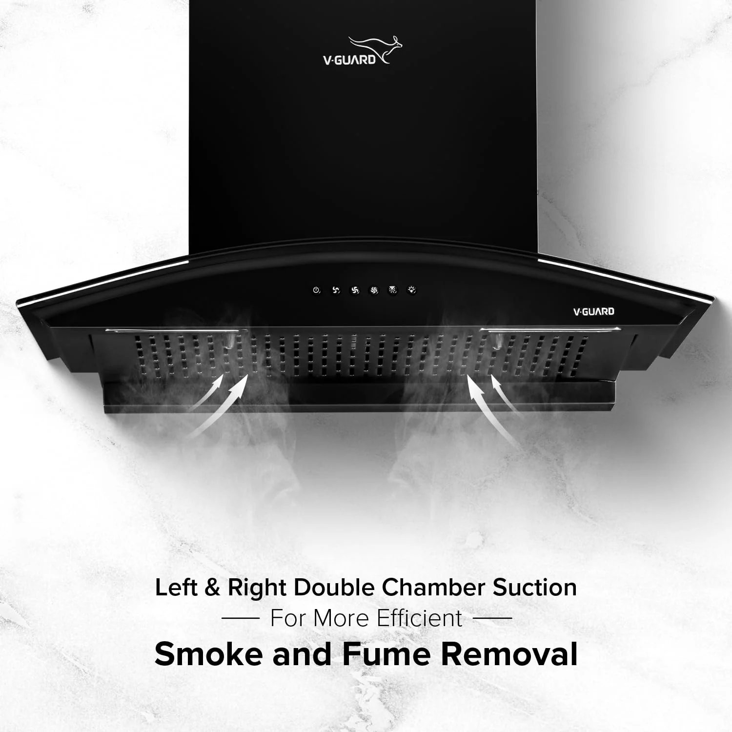 V-Guard Y10 Filterless Kitchen Chimney | 60 cm | 1200 m³/h High Suction Capacity | Heat Auto-Clean | Push-Button Control | 1-Year Comprehensive & 5-Year Motor Coverage - Image 8