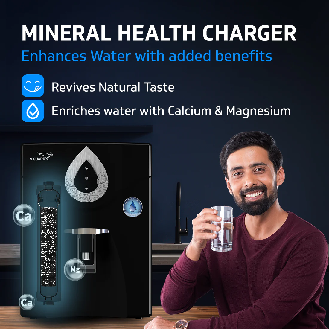 V-Guard Zenora RO UF Water Purifier for Home | Up to 40% Water Recovery | 7 Stage Purification | 1 Year Unconditional Warranty by V-Guard | GEEF Global WaterTech Award 2024 Winner | 7 Litre, Black - Image 5