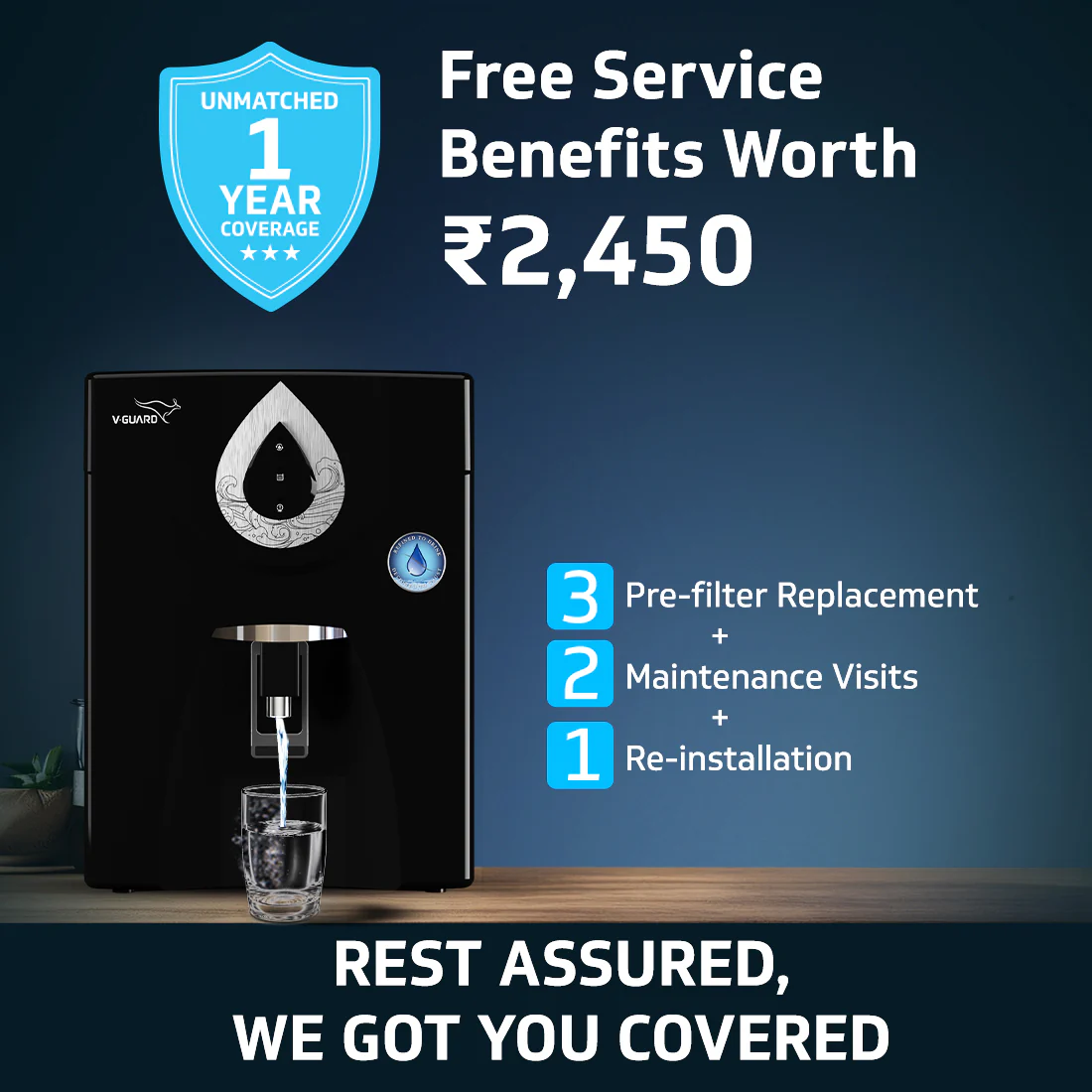 V-Guard Zenora RO UF Water Purifier for Home | Up to 40% Water Recovery | 7 Stage Purification | 1 Year Unconditional Warranty by V-Guard | GEEF Global WaterTech Award 2024 Winner | 7 Litre, Black - Image 7