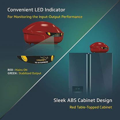 VG 50 Supreme Stabilizer for Refrigerator up to 300 L Advance Overheat Protection (Cherry Red) - Image 4