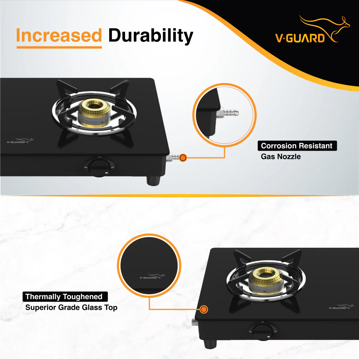 VGD 260 PL 2 Burner Glass Gas Stove | Fully Efficient HD Brass Burners |1 Year Product & 1 Year Glass Warranty - Image 3