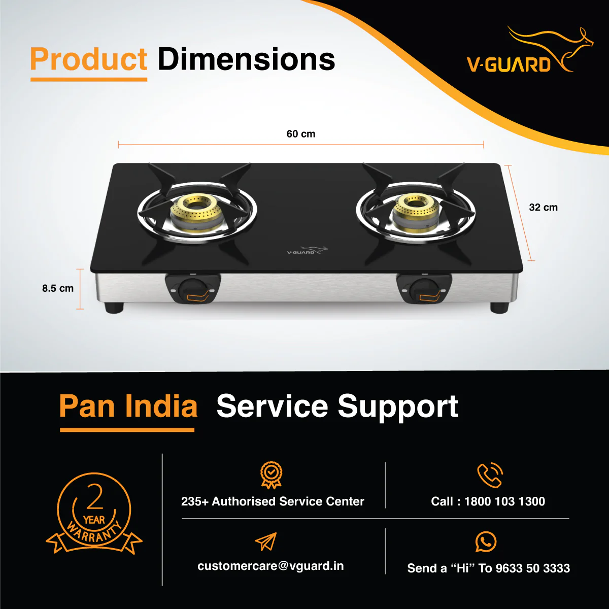 VGD 260 SX 2 Burner Glass Gas Stove - Image 5